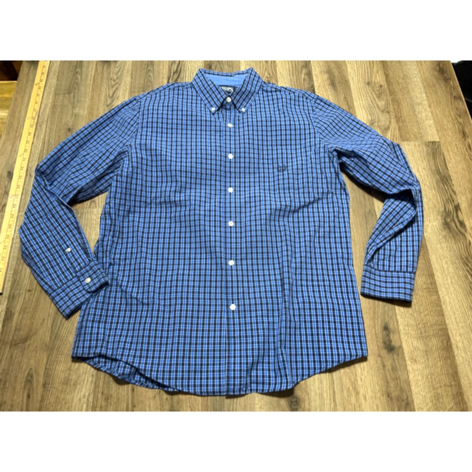 Chaps CHAPS Shirt Men's Large Blue White Black Plaid Long Sleeve Button Down Shirt Size US L / EU 52-54 / 3 - 2 Thumbnail