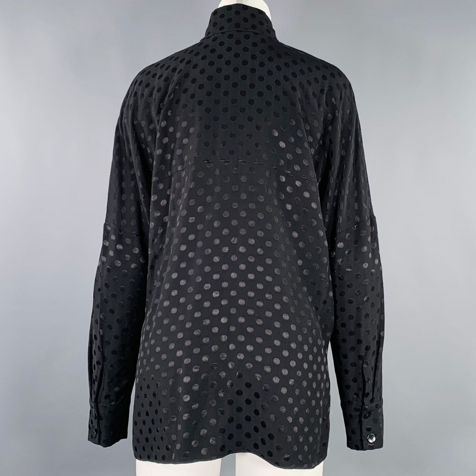 Tibi TIBI Size M Black Viscose Dots Bow Blouse Size M / US 6-8 / IT 42-44 - 4 Thumbnail