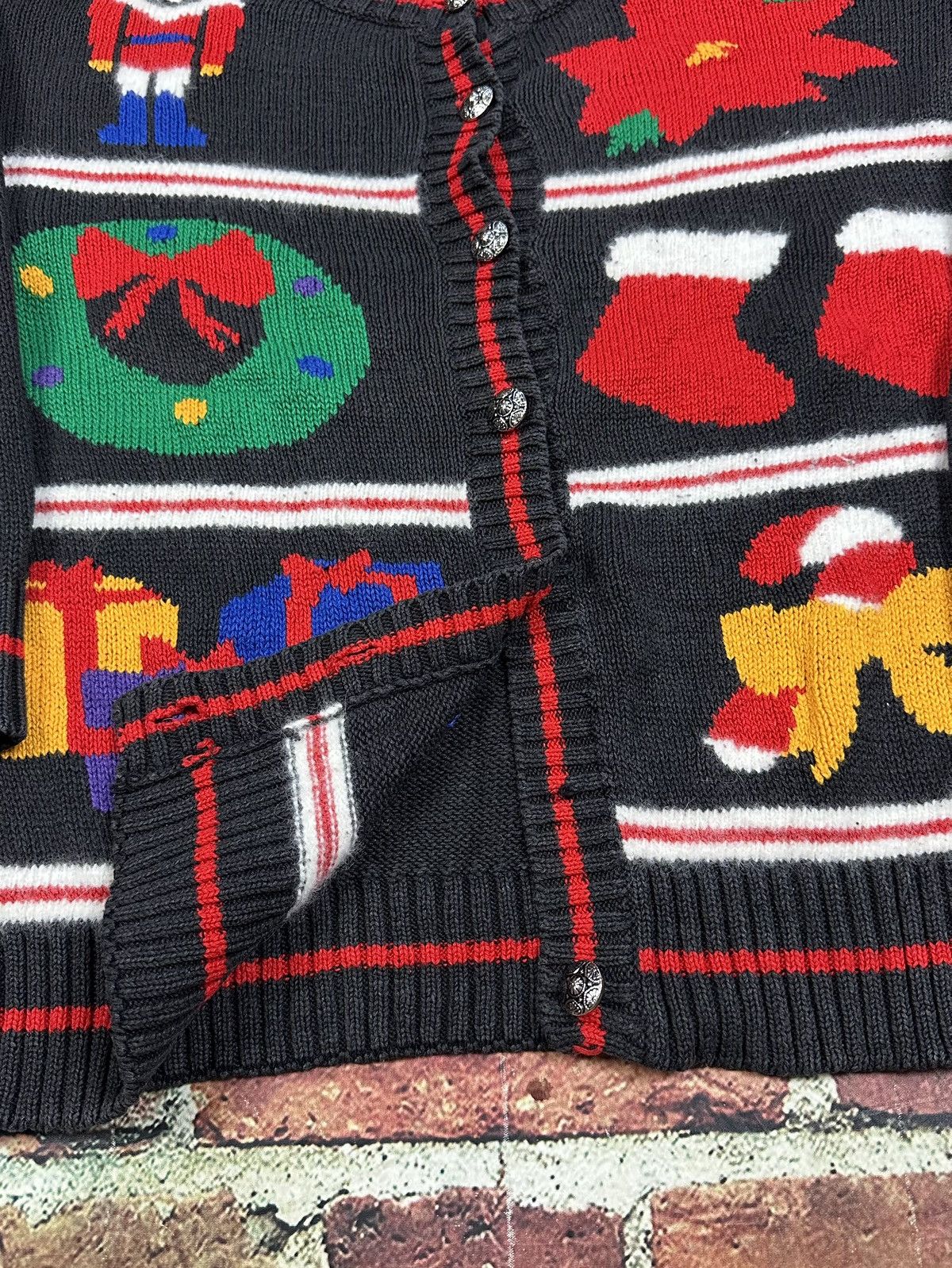 Other Vintage Allison Smith Sweater Granny Ugly Christmas Cardigan Size M / US 6-8 / IT 42-44 - 9 Thumbnail
