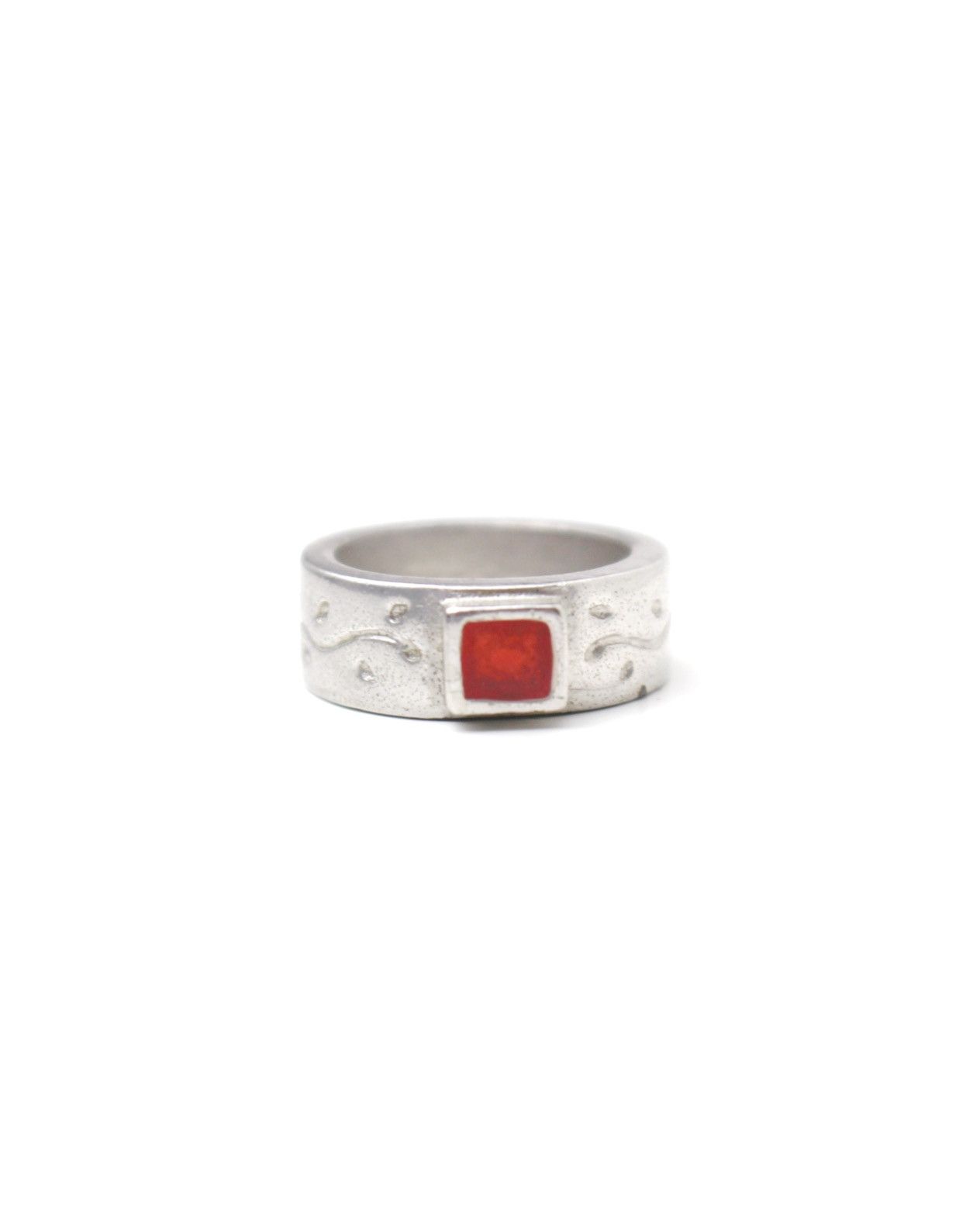 Vintage 2000S JAPANESE MADE BRUSHED SQUARE FACE SILVER-PLATED RING Size ONE SIZE - 1 Thumbnail