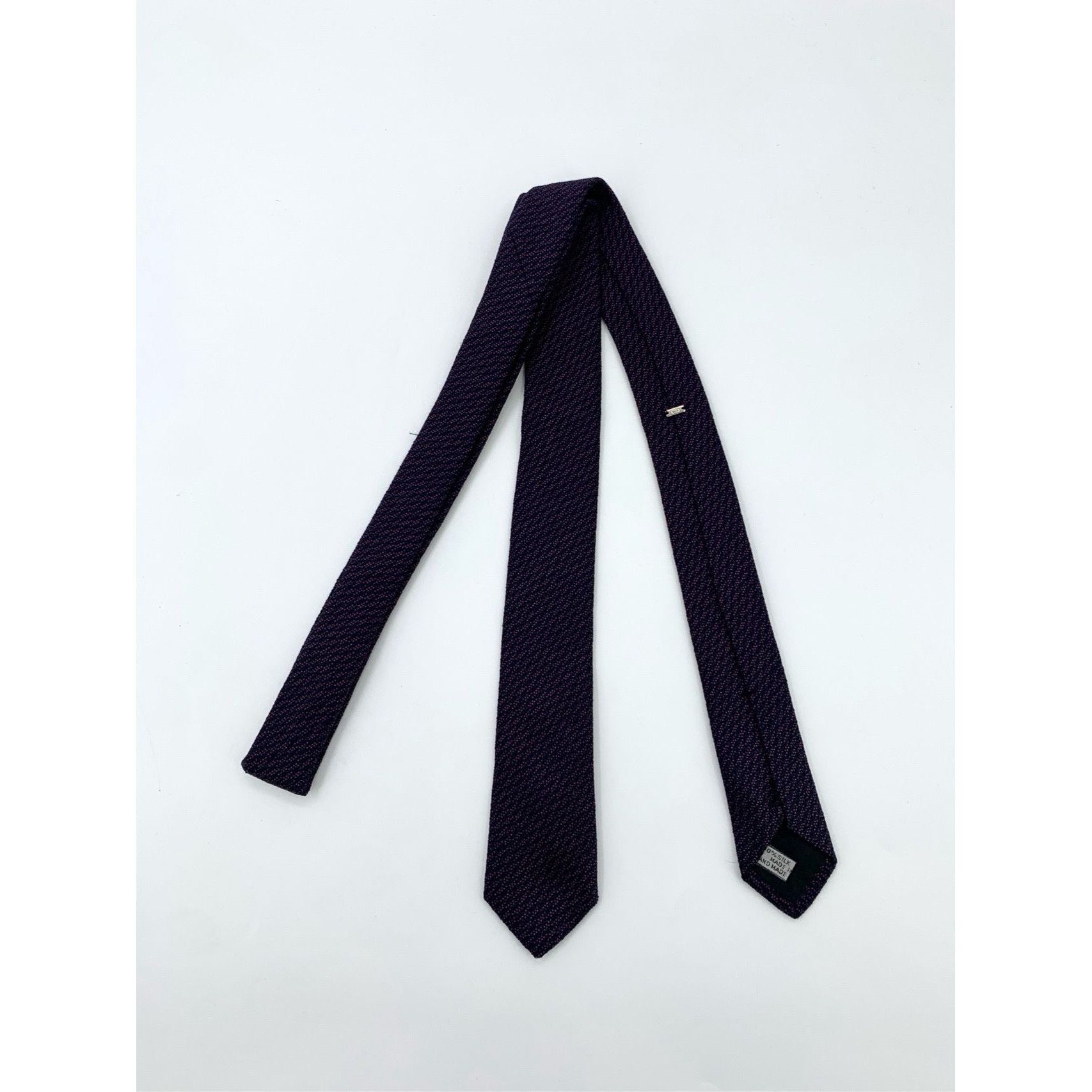 Dior Dior Mens Textured Woven Silk Tie In Purple & Black Size ONE SIZE - 4 Thumbnail