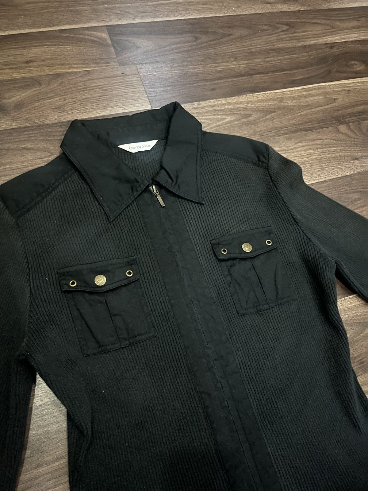 Bottega Veneta Inspired Black Bottega Veneta Ribbed Knit Jacket – Coqueline Size L / US 10 / IT 46 - 3 Thumbnail