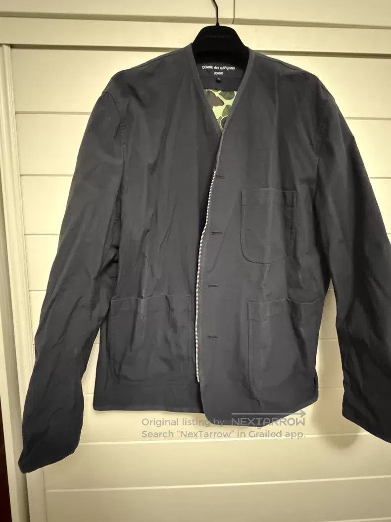 Comme des Garcons Comme Des Garcons Navy blue military style collarless jack Size US L / EU 52-54 / 3 - 1 Thumbnail