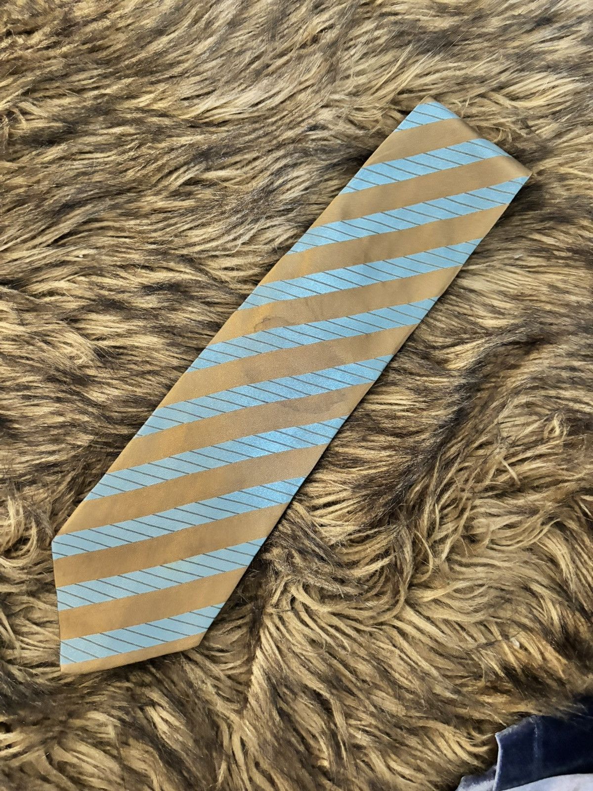 Valentino Valentino Roma Silk Striped Necktie — Gold & Aqua Size ONE SIZE - 5 Thumbnail