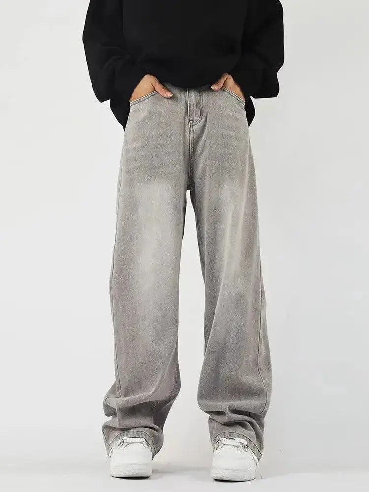 Japanese Brand Retro Loose Straight Drop Solid Color Jeans Size US 32 / EU 48 - 2 Thumbnail