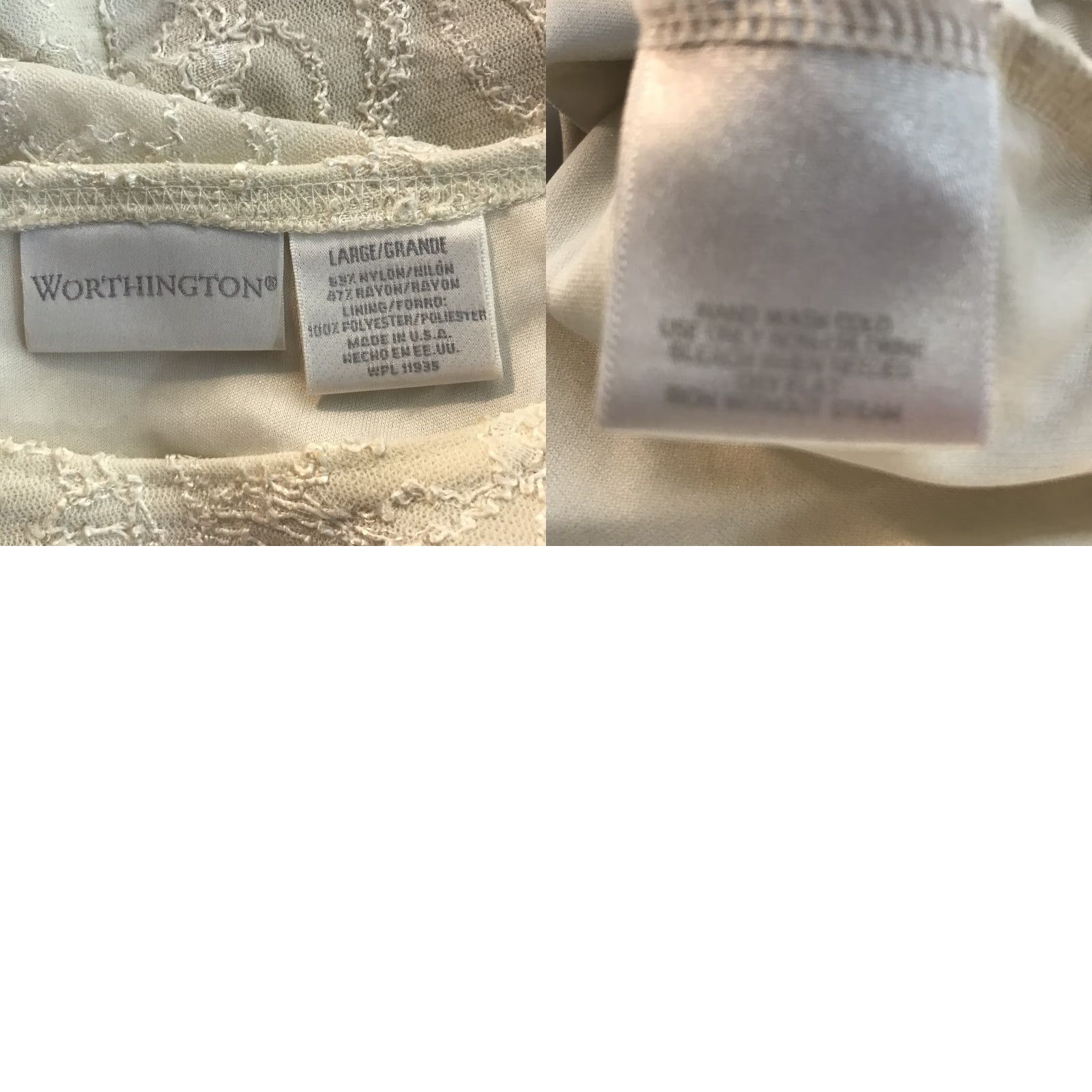 Worthington Vintage Worthington Cream Textured Lined Top Womens Size L USA Size L / US 10 / IT 46 - 8 Thumbnail