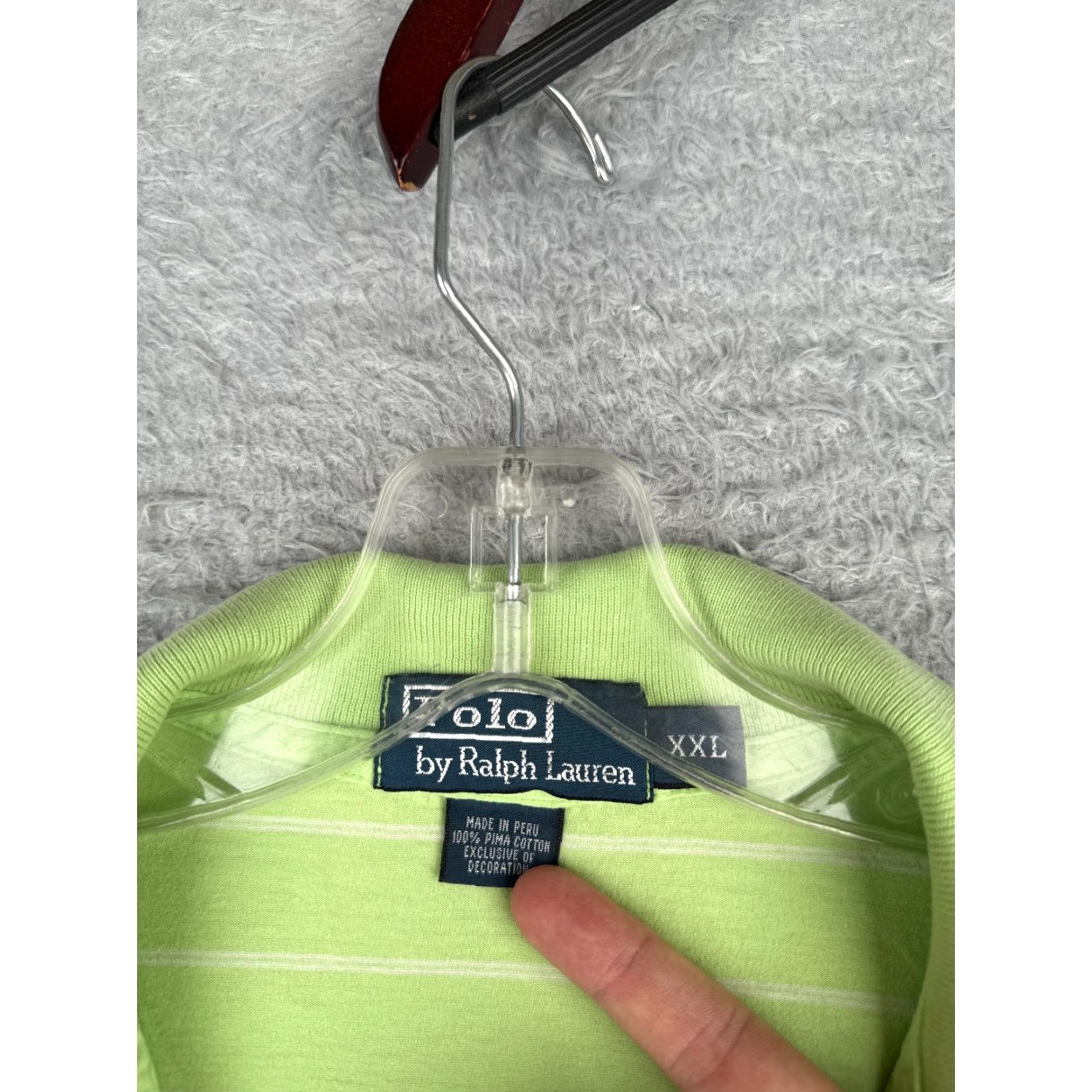 Polo Ralph Lauren VINTAGE Polo Ralph Lauren Shirt Men 2XL Green Stripe 100% Pima Cotton Polo Shirt Men Slim Fit Short Sleeve Read Size US XXL / EU 58 / 5 - 6 Thumbnail