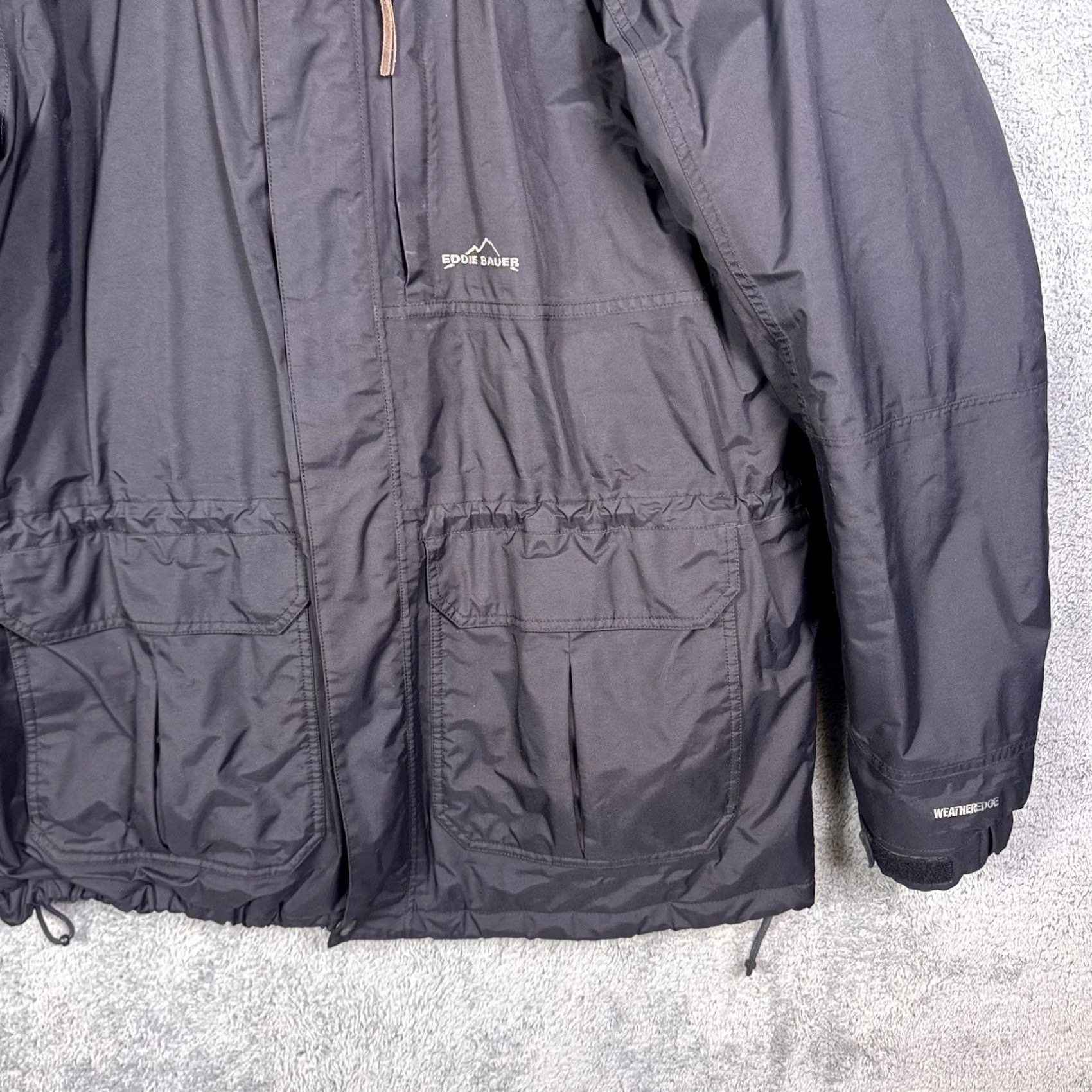 Eddie Bauer Eddie Bauer WeatherEdge Jacket Mens XLT Insulated Hooded Full Zip Parka Black Weathergear Rain Wind-Resistant Outdoors Camping Cargo Pockets Size US XL / EU 56 / 4 - 3 Thumbnail