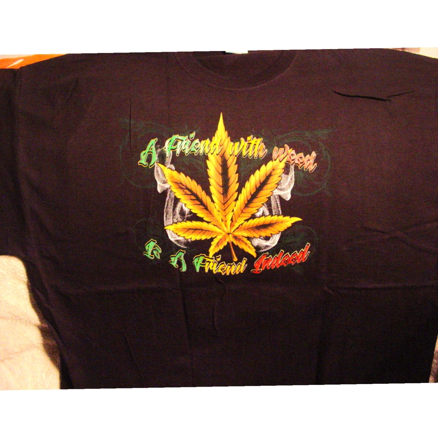 Vintage Weed Marijuana Leaf Skulls Mens Black T-Shirt Extra Large XL Size US L / EU 52-54 / 3 - 2 Thumbnail