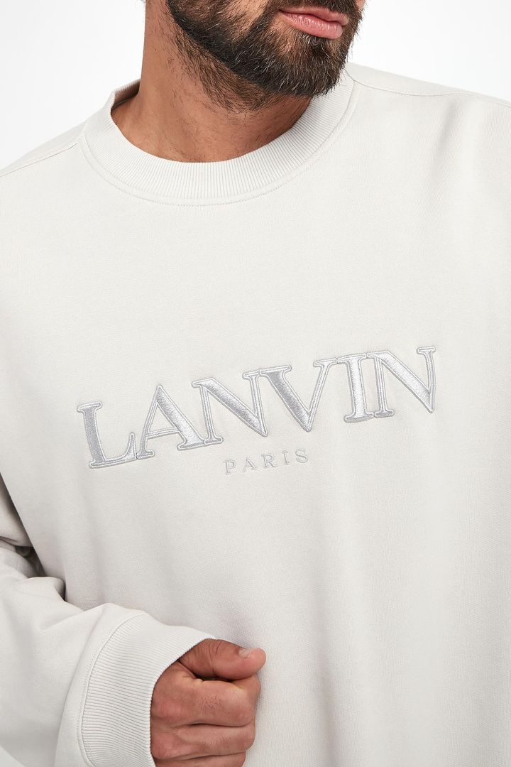 Lanvin oc11z0426 Logo Embroidered Sweatshirt in White Size US L / EU 52-54 / 3 - 3 Thumbnail