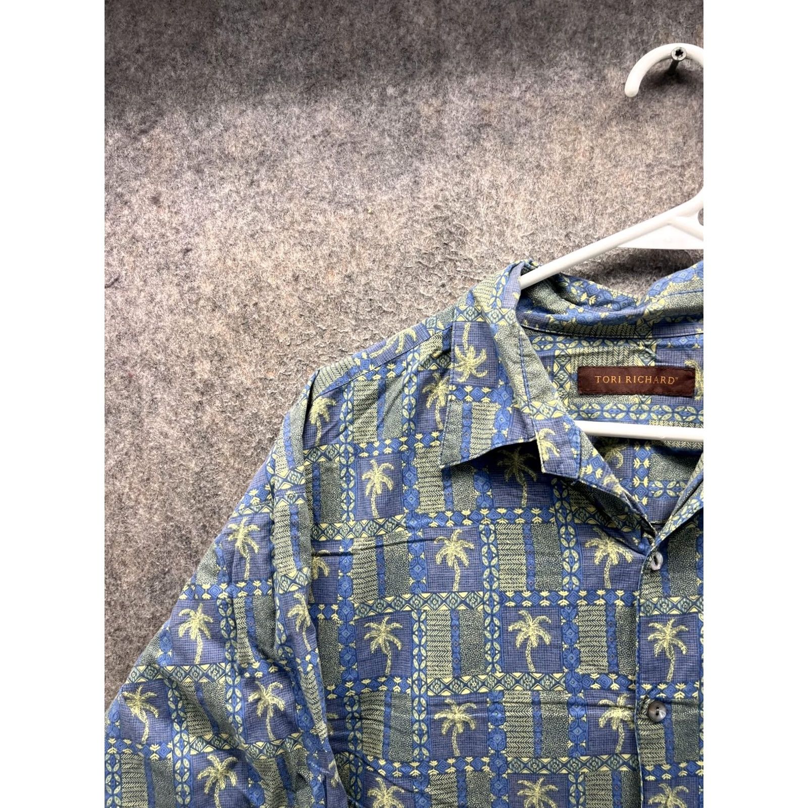 Tori Richard Tori Richard Shirt Mens Large Blue Palm Tree Hawaiian Short Sleeve Button Front Size US L / EU 52-54 / 3 - 6 Thumbnail