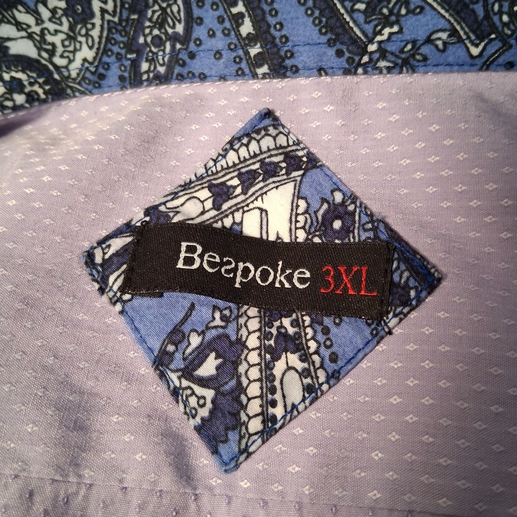 Vintage VINTAGE Beaspoke Dress Shirt Men 3XL Long Sleeve Lavender Purple Blue Paisley Flip Cuff Button Collar Spread Slim Big & Tall Mens Dress Shirt Size 48R - 6 Thumbnail