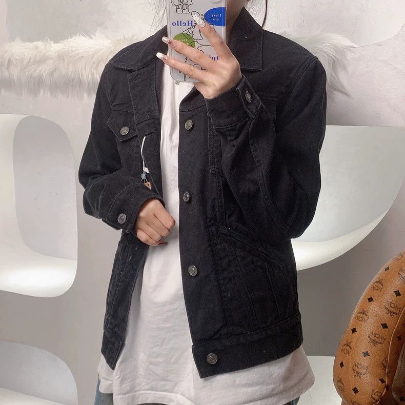 Givenchy 98/100 New BALENCIAGA Denim Jacket (Black Women's