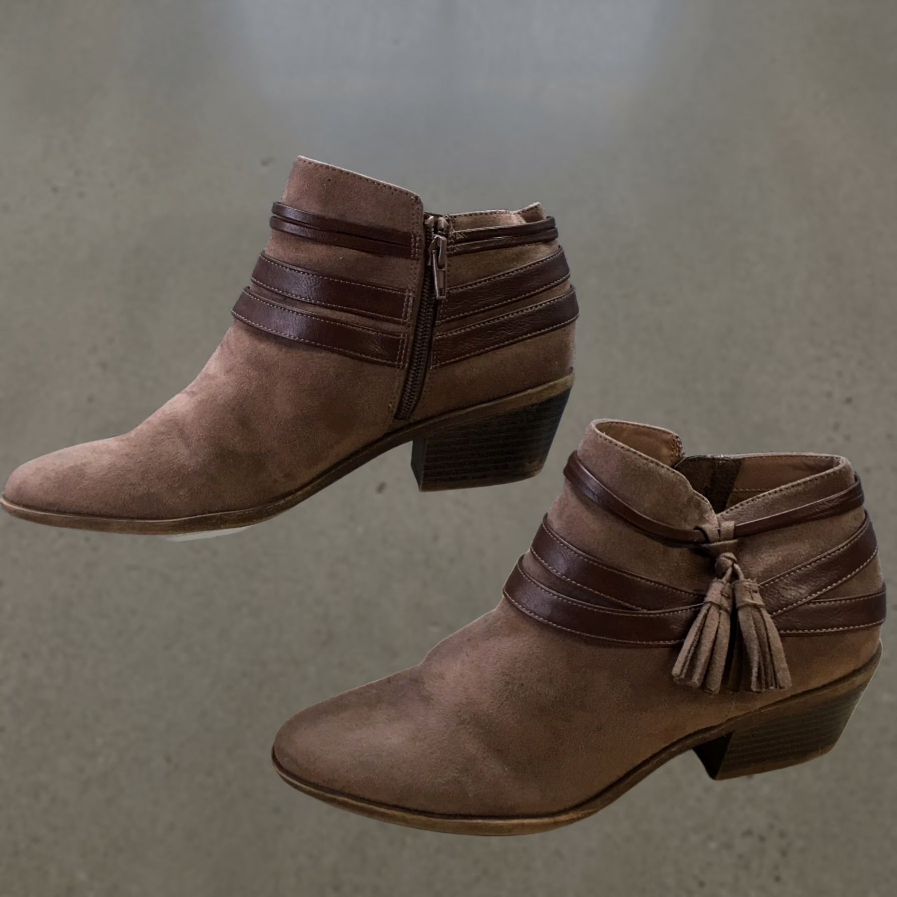 Vintage Life Stride Paloma Boots Womens 9.5 M Ankle Booties Brown Fabric Side Zip Boots Size US 10 / IT 40 - 1 Thumbnail