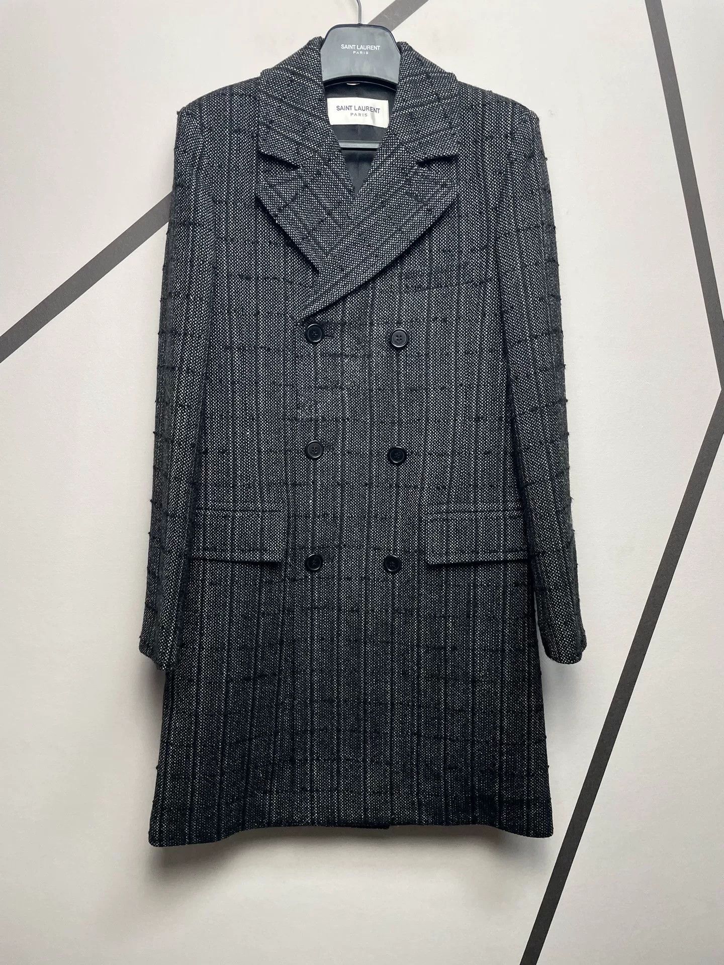 Saint Laurent Paris Saint Laurent Double-Breasted Checkered Coat Size US S / EU 44-46 / 1 - 1 Thumbnail