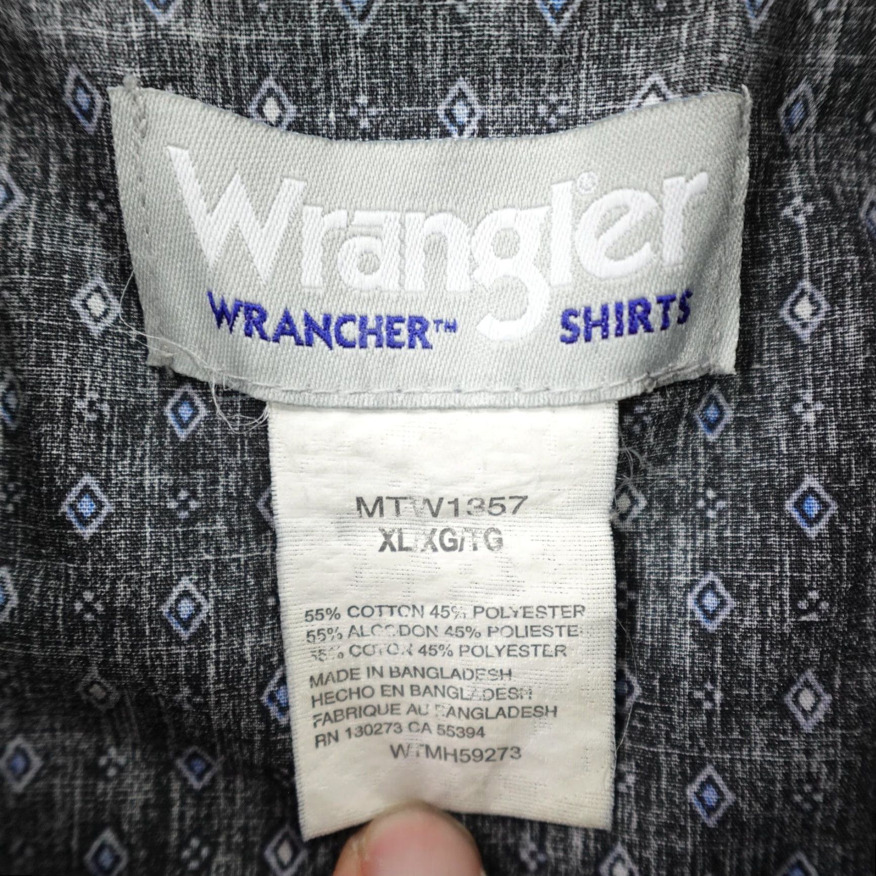 Wrangler Wrangler Shirt Men XL Gray Southwestern Western Pearl Snap Wrancher Rodeo Cowboy Mens Size US XL / EU 56 / 4 - 7 Thumbnail