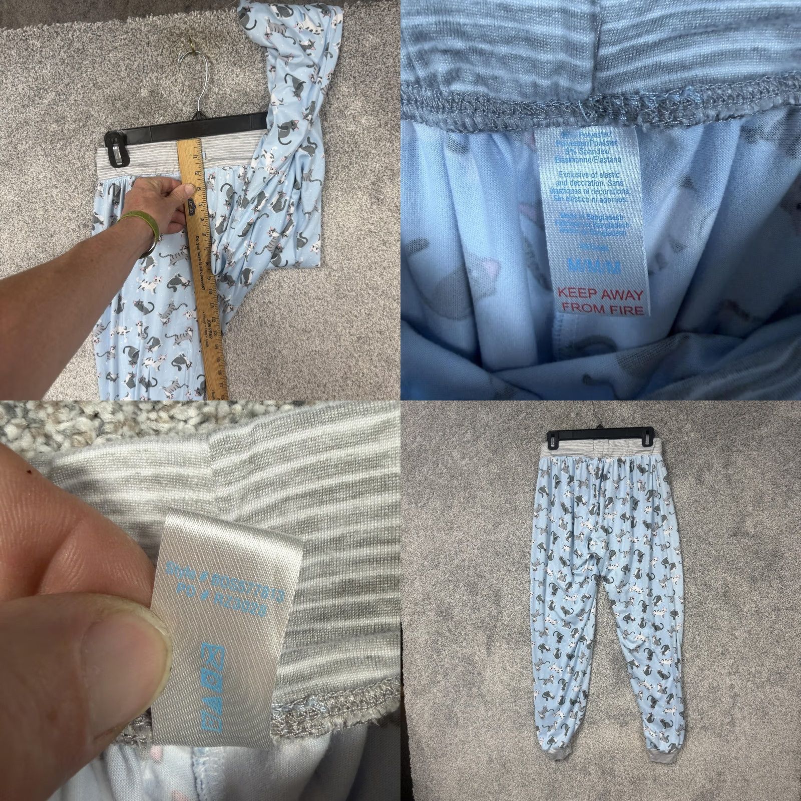 Vintage Pillow Talk Womens M Blue Pajama Set Cat Print Kawaii Cozy Loungewear Sleepwear Size ONE SIZE - 9 Thumbnail