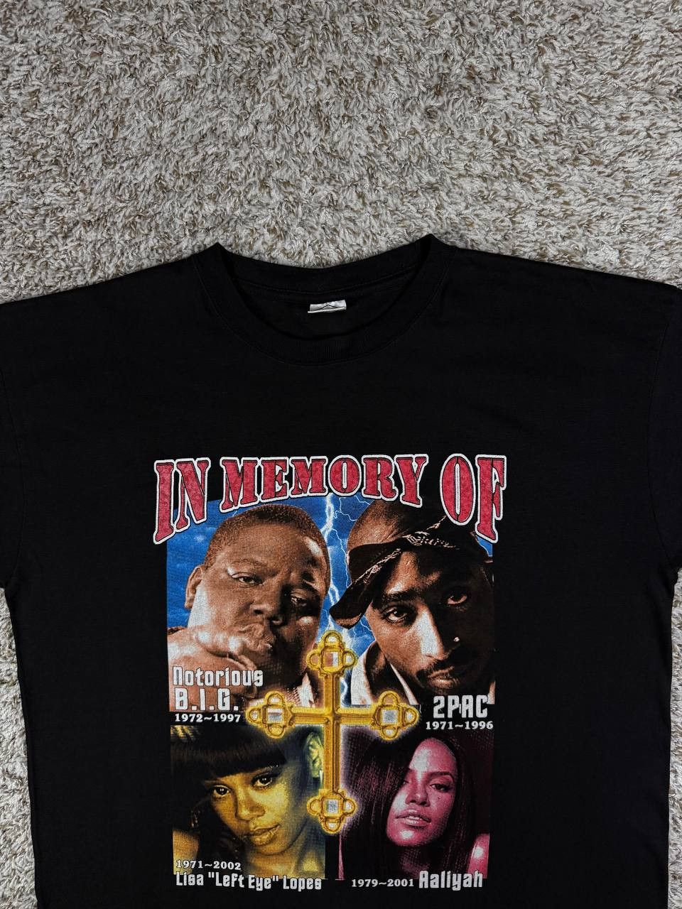 Vintage Y2K Hip Hop Memorial 2Pac Notorious B.I.G. Aaliyah Left Eye Size US XL / EU 56 / 4 - 2 Thumbnail