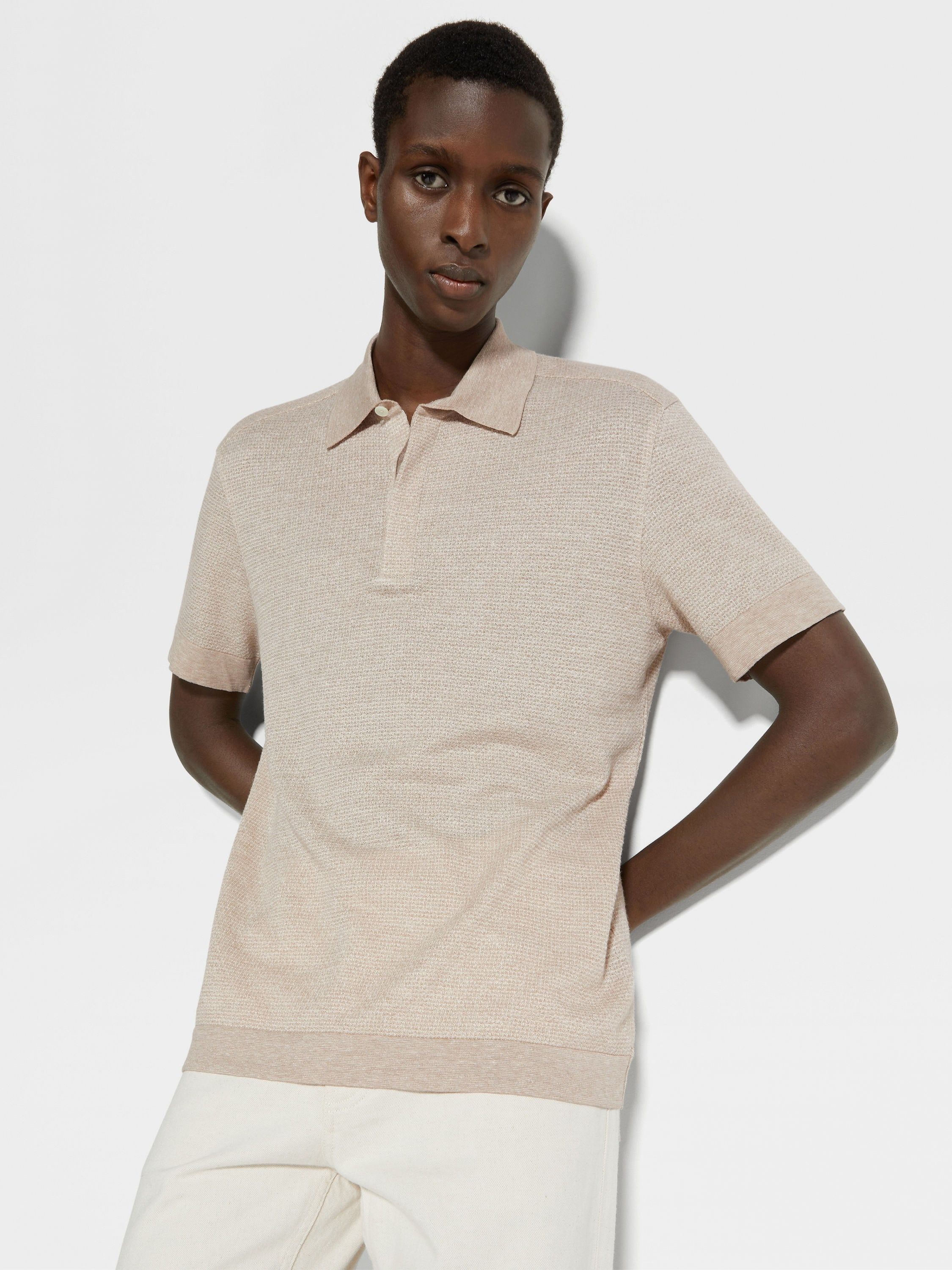 Ermenegildo Zegna o1s1rm0225 RUD372A7 Polo Shirt in Beige Size US M / EU 48-50 / 2 - 3 Thumbnail