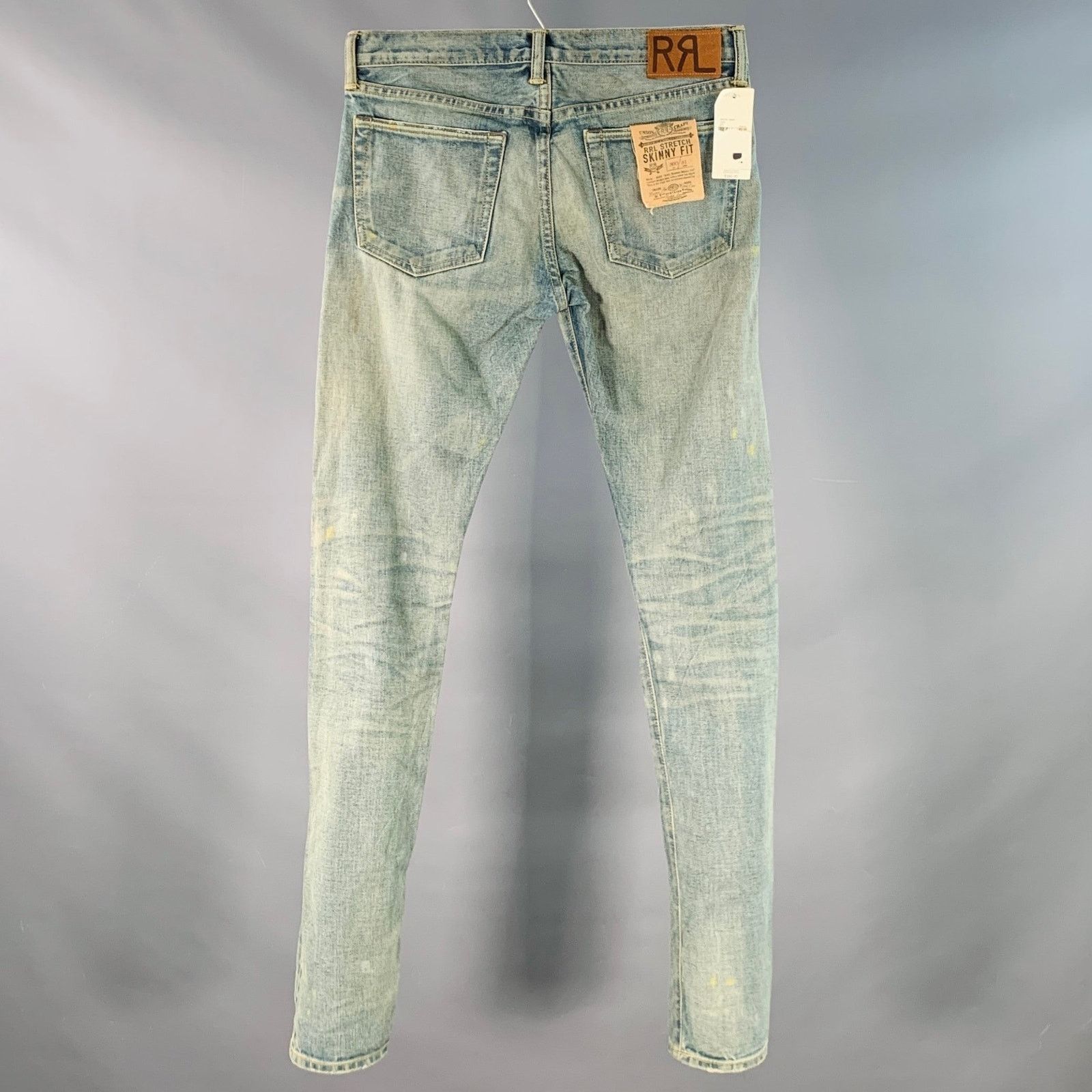 Ralph Lauren 27 Blue Distressed Cotton Blend Skinny Selvedge Jeans Size US 27 - 4 Thumbnail