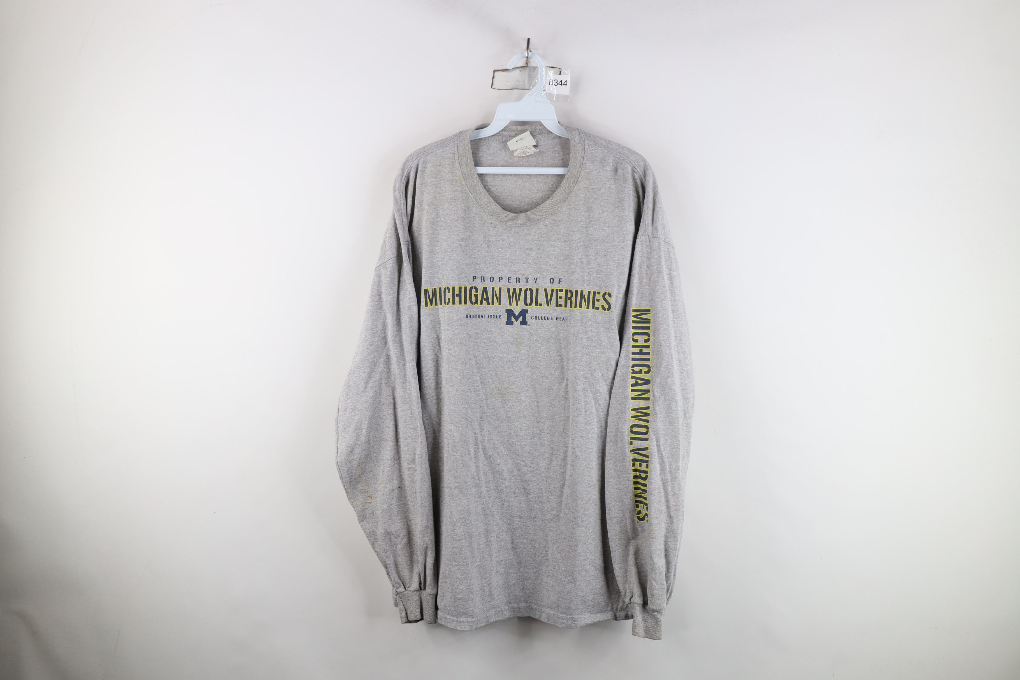Vintage Vintage 90s University of Michigan Long Sleeve T-Shirt Gray Size US L / EU 52-54 / 3 - 1 Thumbnail