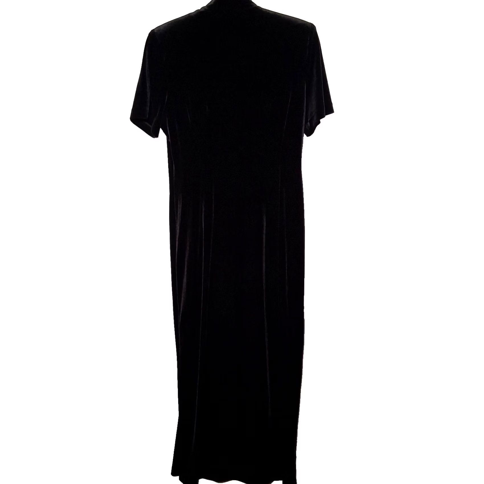 Velour VINTAGE Another Thyme Dress Shirt Black Velour 1990s 90s Whimsigoth Button Size 10 Womens Size L / US 10 / IT 46 - 3 Thumbnail
