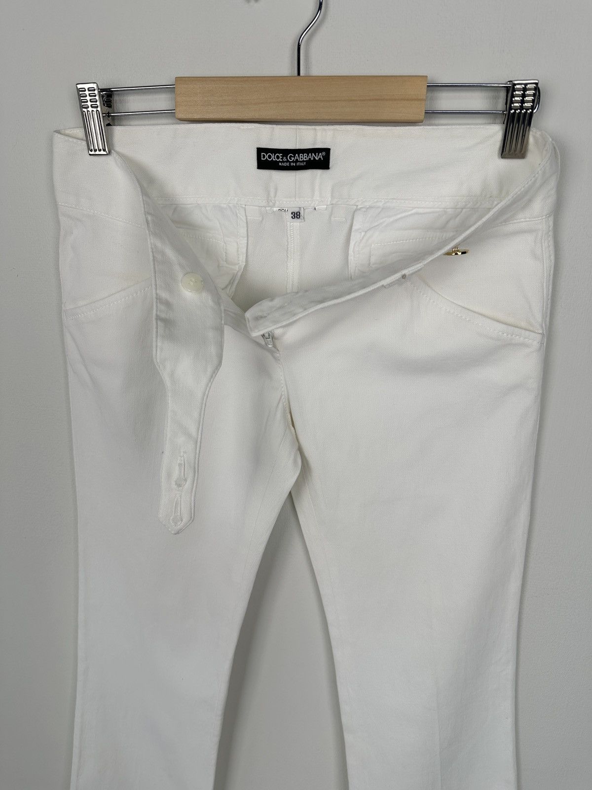 Dolce & Gabbana Y2K DOLCE & GABBANA Flared White Jeans Pants Gold Button Size 25" / US 0 / IT 36 - 10 Thumbnail
