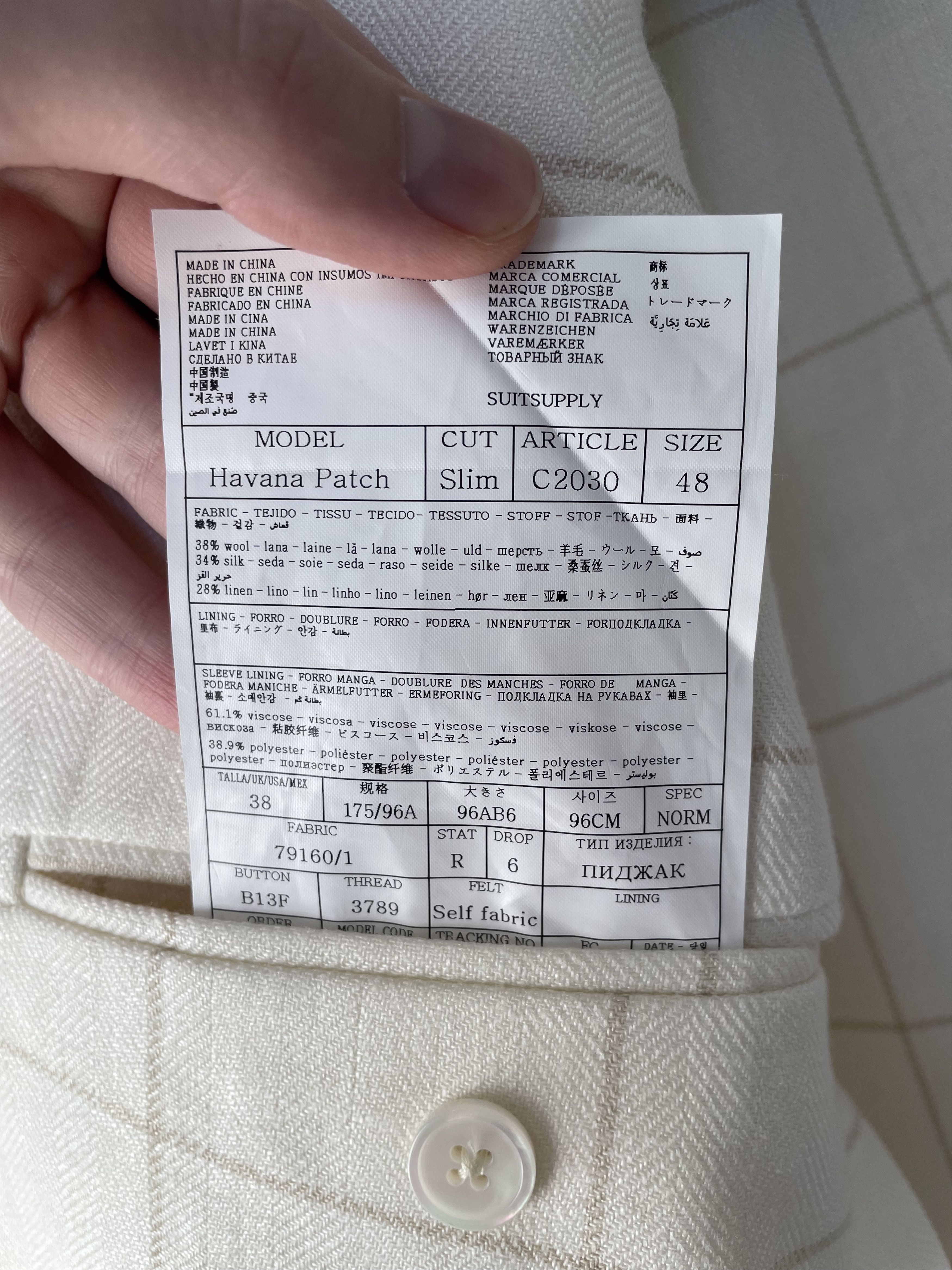 Suitsupply NWT Suitsupply cream overchecked jacket, size 38R\EU48 Size 38R - 6 Thumbnail