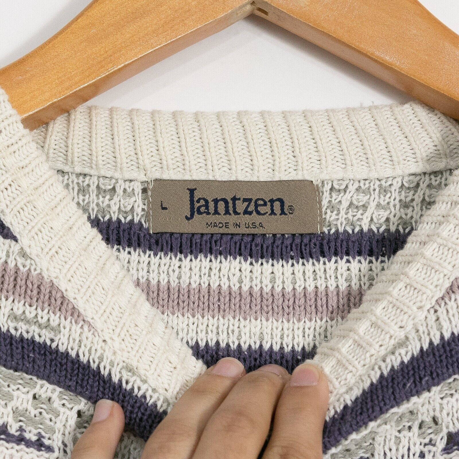 Jantzen × Vintage Vintage Jantzen Striped Abstract Pattern Sweater Mens Large Size US L / EU 52-54 / 3 - 5 Thumbnail