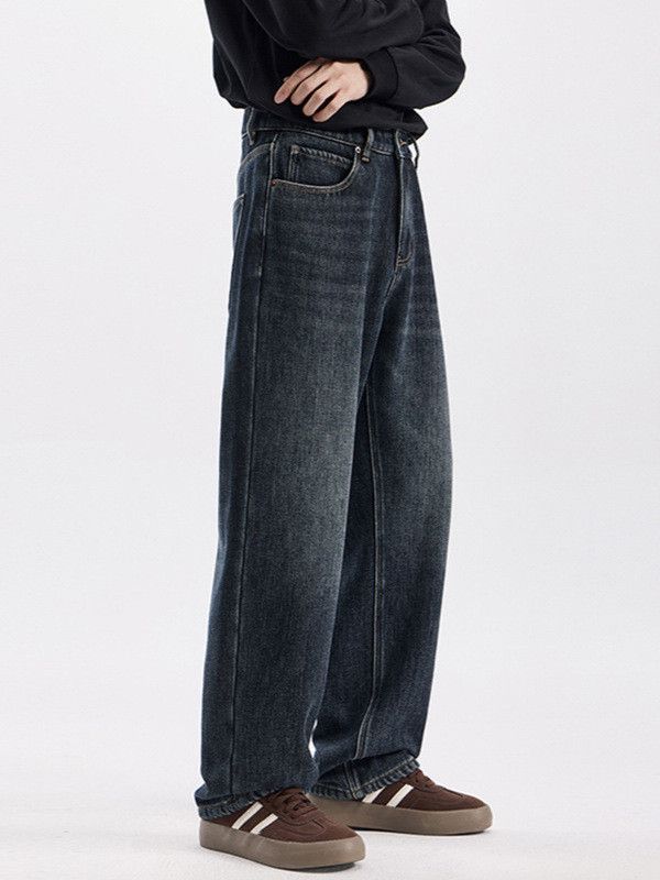 Japanese Brand Men's American retro loose wide-leg straight leg jeans Size US 32 / EU 48 - 3 Thumbnail