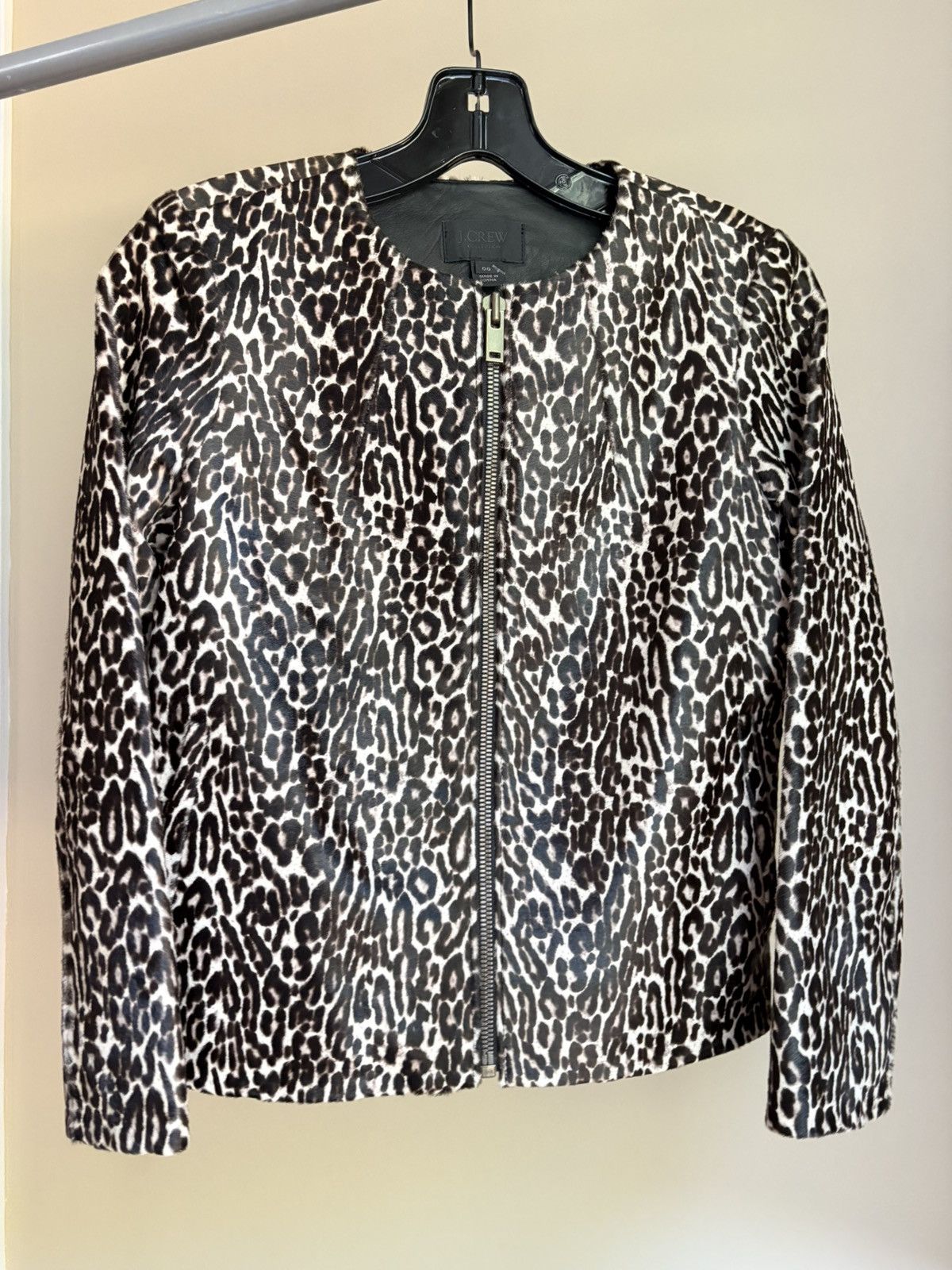 J.Crew J.Crew Calf Hair Leopard Print Leather Jacket NEW with tag Size XXS / US 00 / IT 34 - 2 Thumbnail