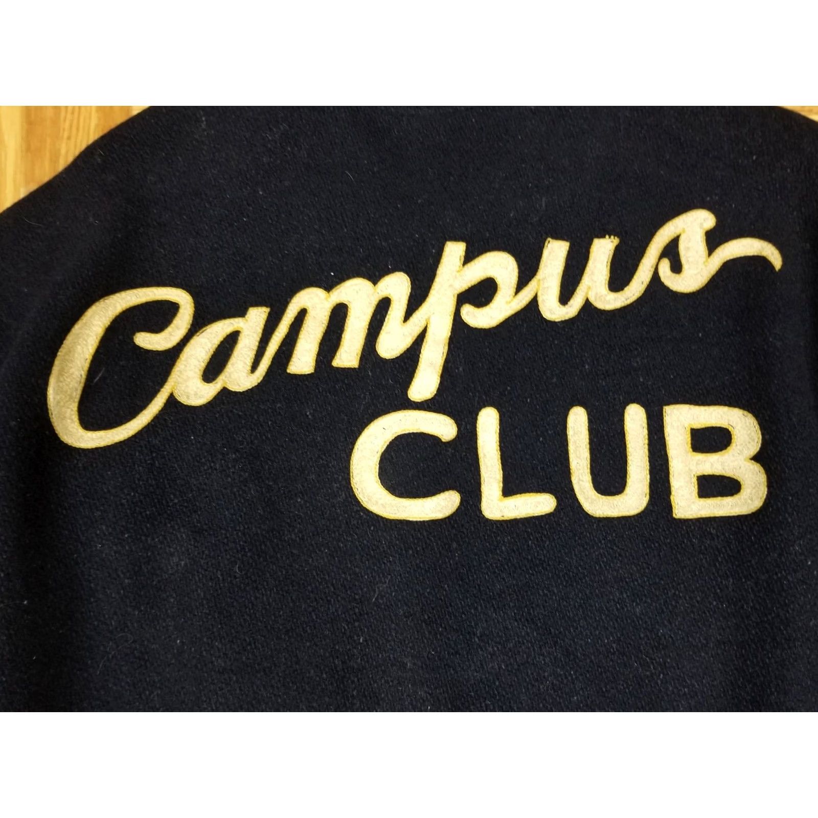 Vintage VINTAGE Campus Club Chain Stitch Black Wool Jacket Large Rockabilly Jackets Mens Size US L / EU 52-54 / 3 - 2 Thumbnail