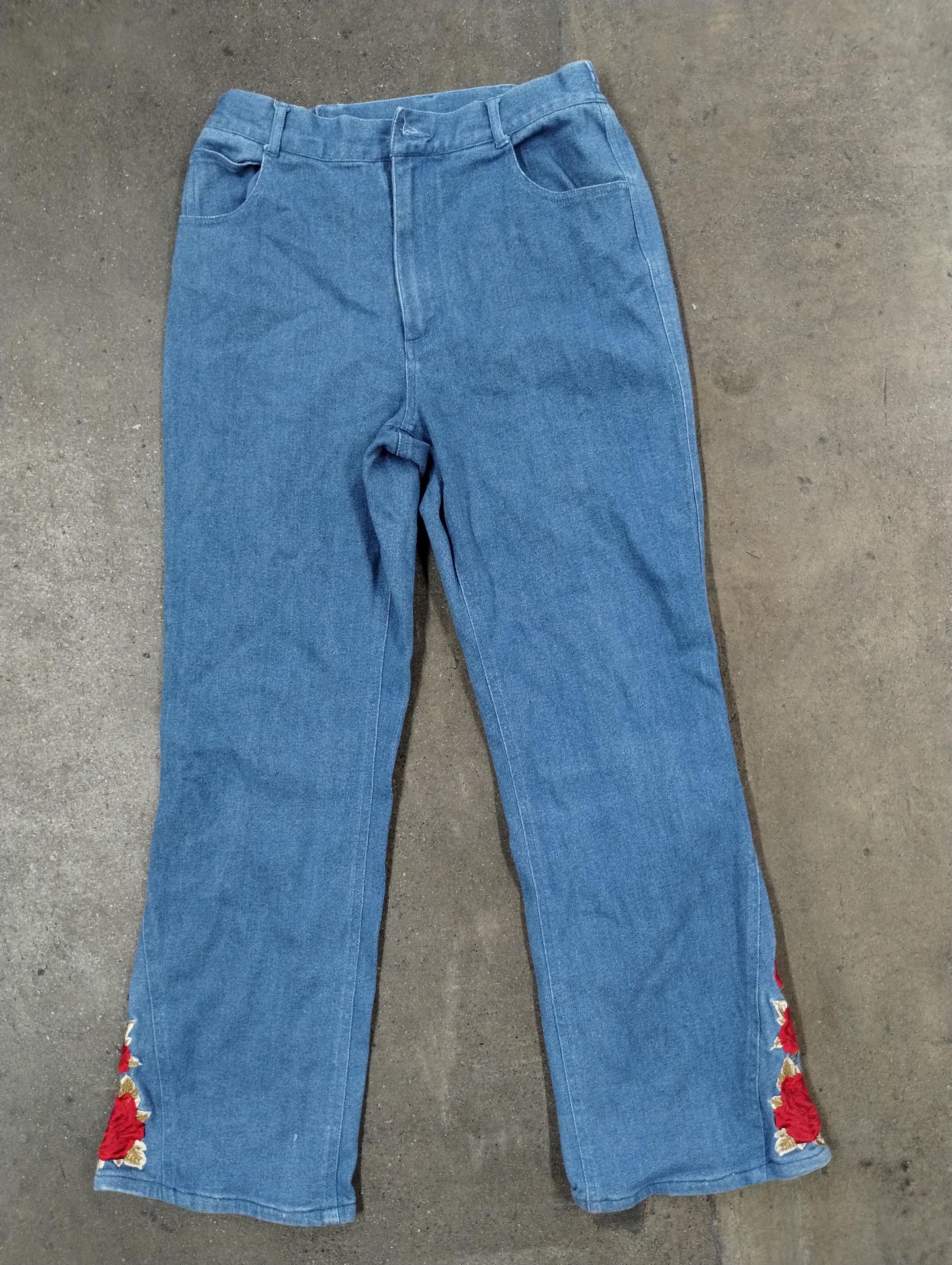 Vintage Vintage Dianes Rose Embroidered Denim Pants Size US 29 - 1 Thumbnail