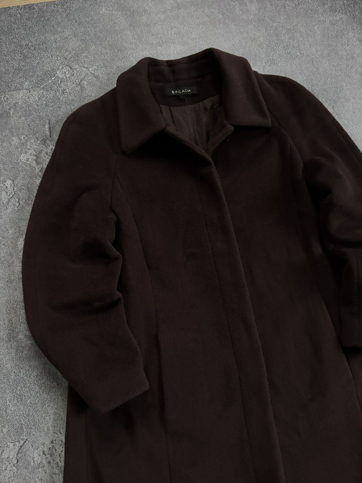 Escada Escada 42size Retro vintage brown wool coat long jacket 00s Size M / US 6-8 / IT 42-44 - 2 Thumbnail
