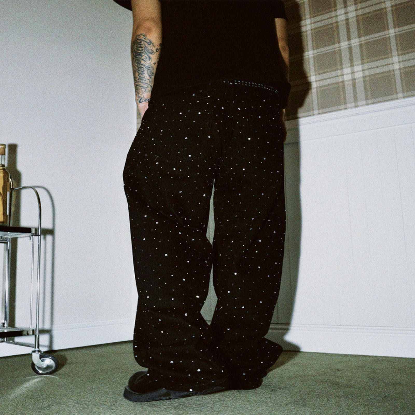 Japanese Brand Rhinestone Detail Wide Leg Pants Size US 32 / EU 48 - 8 Thumbnail