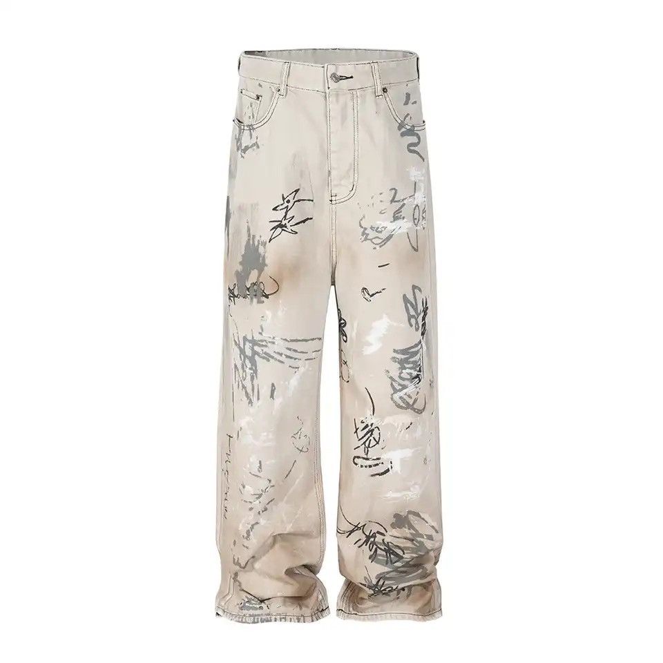 Japanese Brand × Vintage Hand-painted Graffiti Washed Baggy Jeans Size 29" - 1 Thumbnail