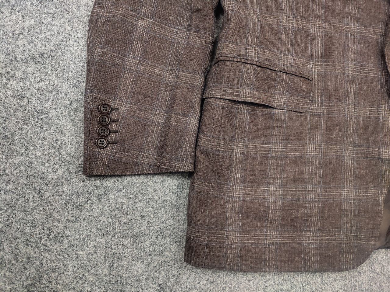 Canali Canali Italy 13290 Linen Blend Check Classic Blazer Jacket Size US L / EU 52-54 / 3 - 7 Thumbnail