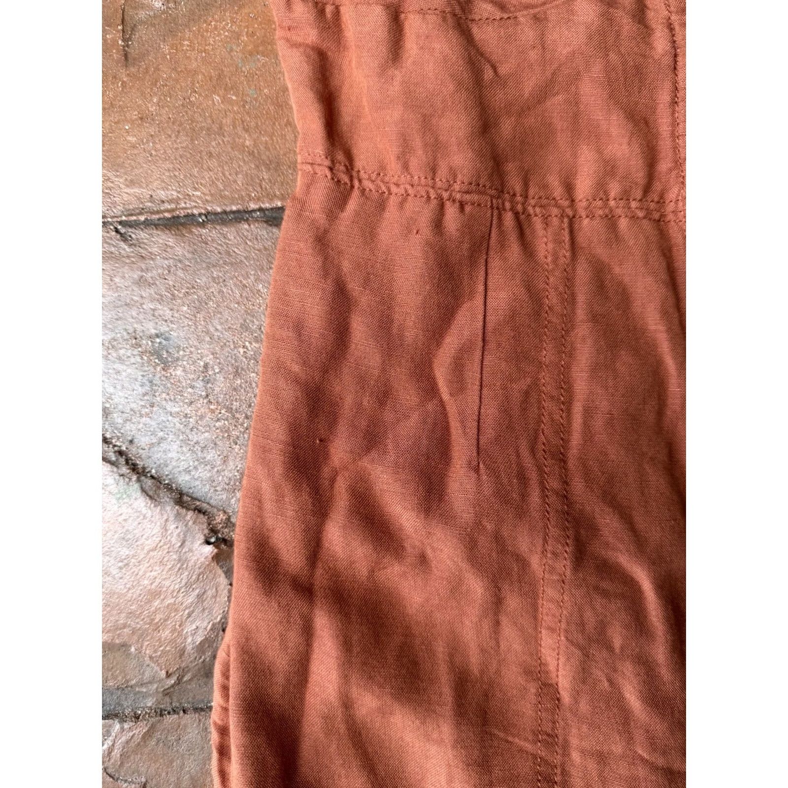 Vintage Maeve Anthropologie Linen Blend Twist Front Mini Dress Women’s XS Rust Orange Dress Size XS / US 0-2 / IT 36-38 - 6 Thumbnail