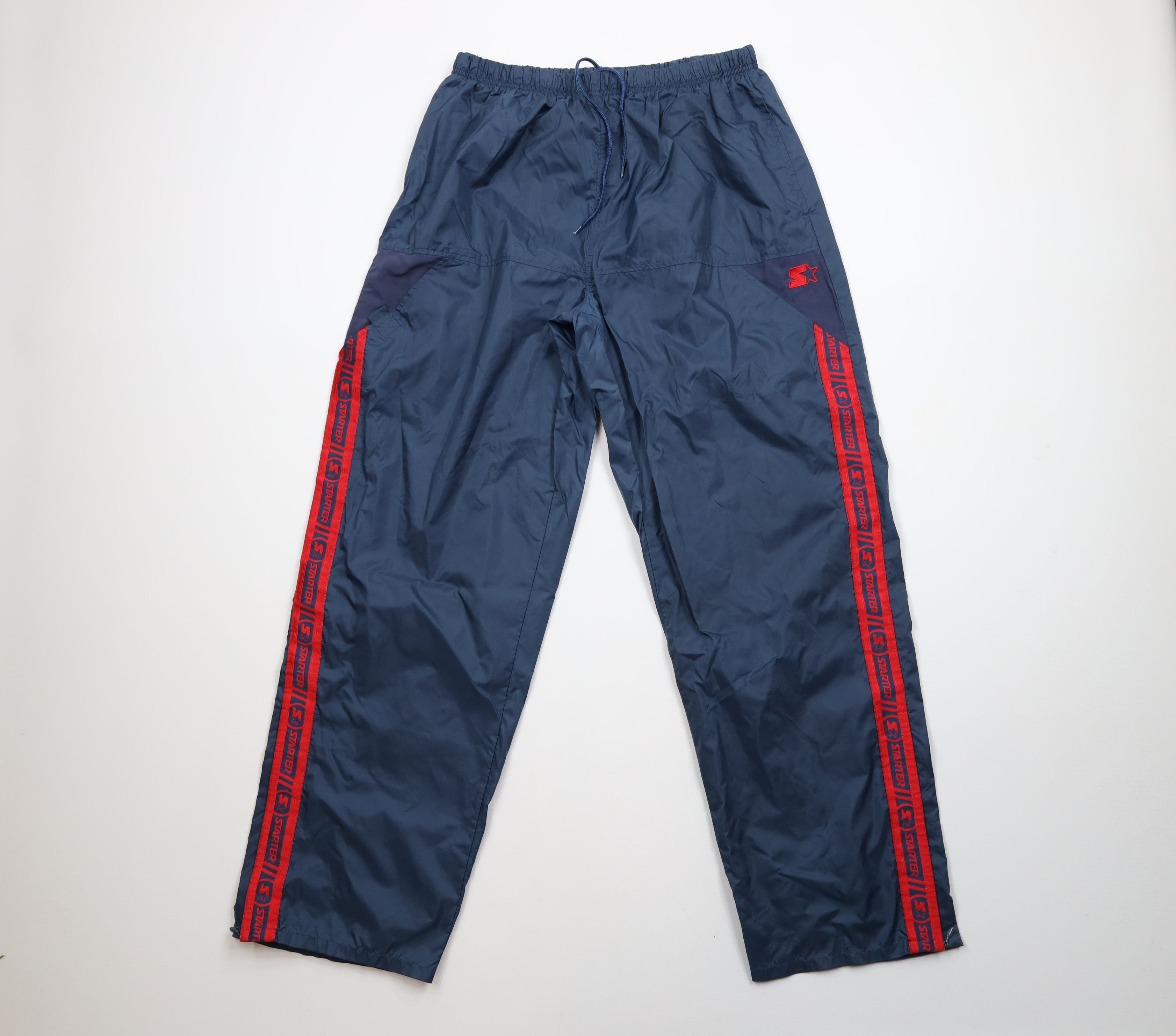 Starter × Vintage Vintage 90s Starter Wide Leg Windbreaker Pants Blue Nylon Size US 36 / EU 52 - 1 Thumbnail