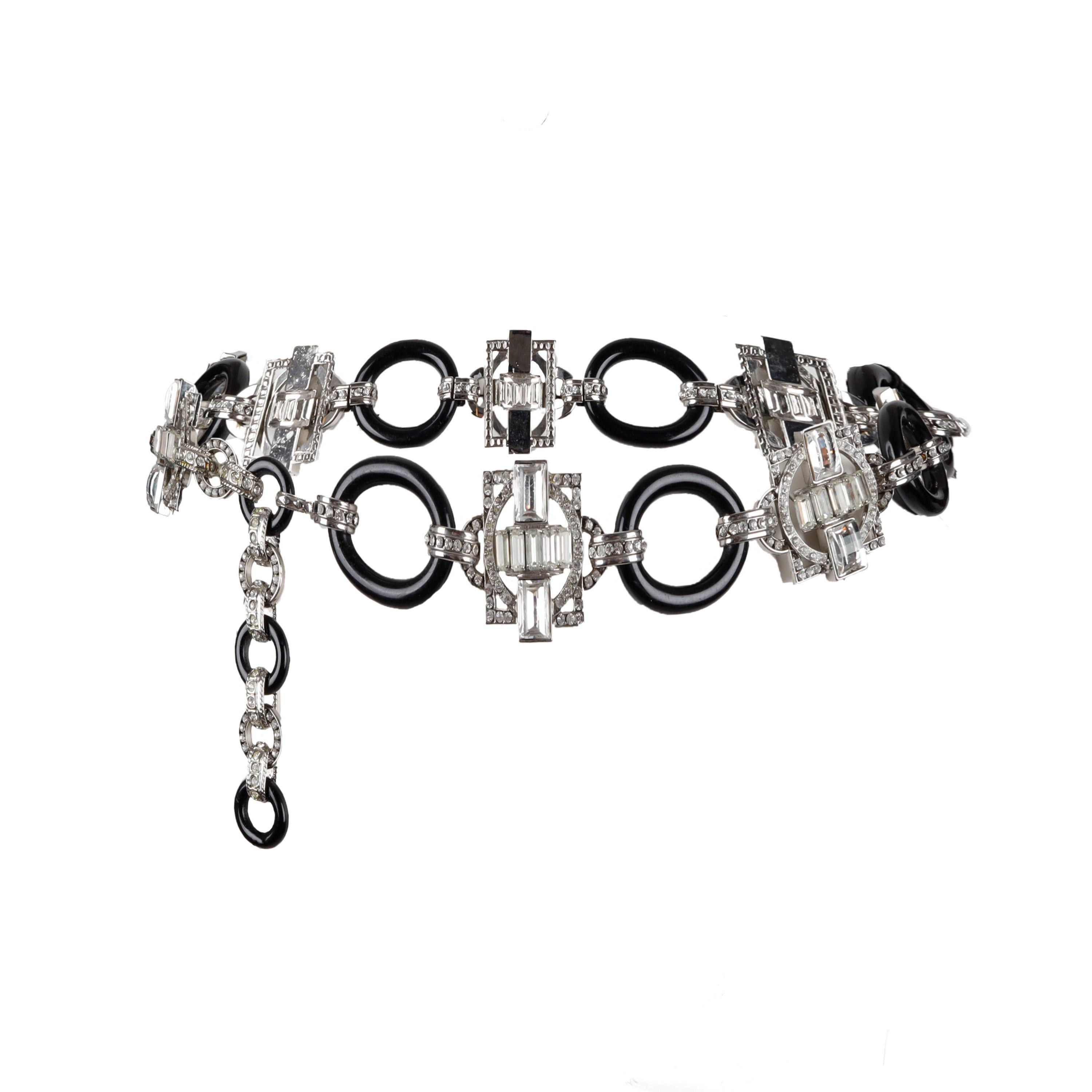 image of Vintage Collection Privee Collection Privee Bejeweled Chain Belt in Silver, Women's
