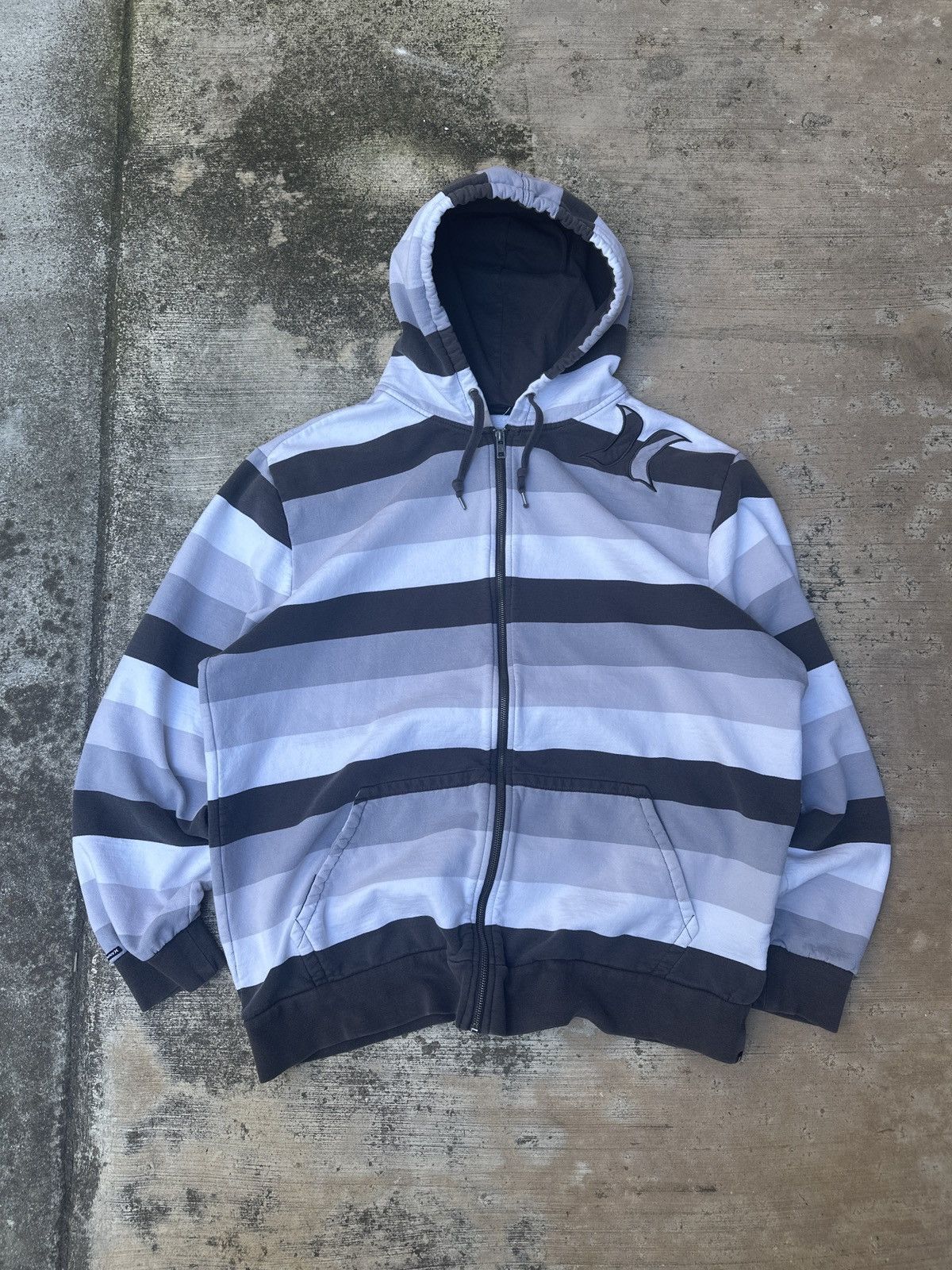 Hurley × Vintage Vintage 90s Hurley Surfwear Striped Zipup Hoodie XL Size US XL / EU 56 / 4 - 1 Thumbnail