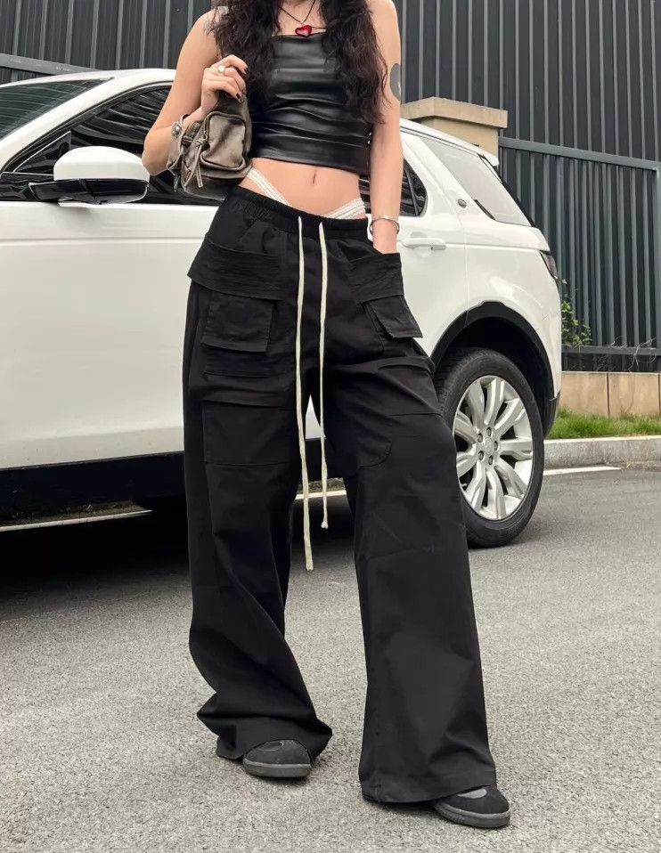 Rick Owens Rick Owens Black Double Ring Wide-Leg Pants Size L Size 28" / US 6 / IT 42 - 4 Thumbnail