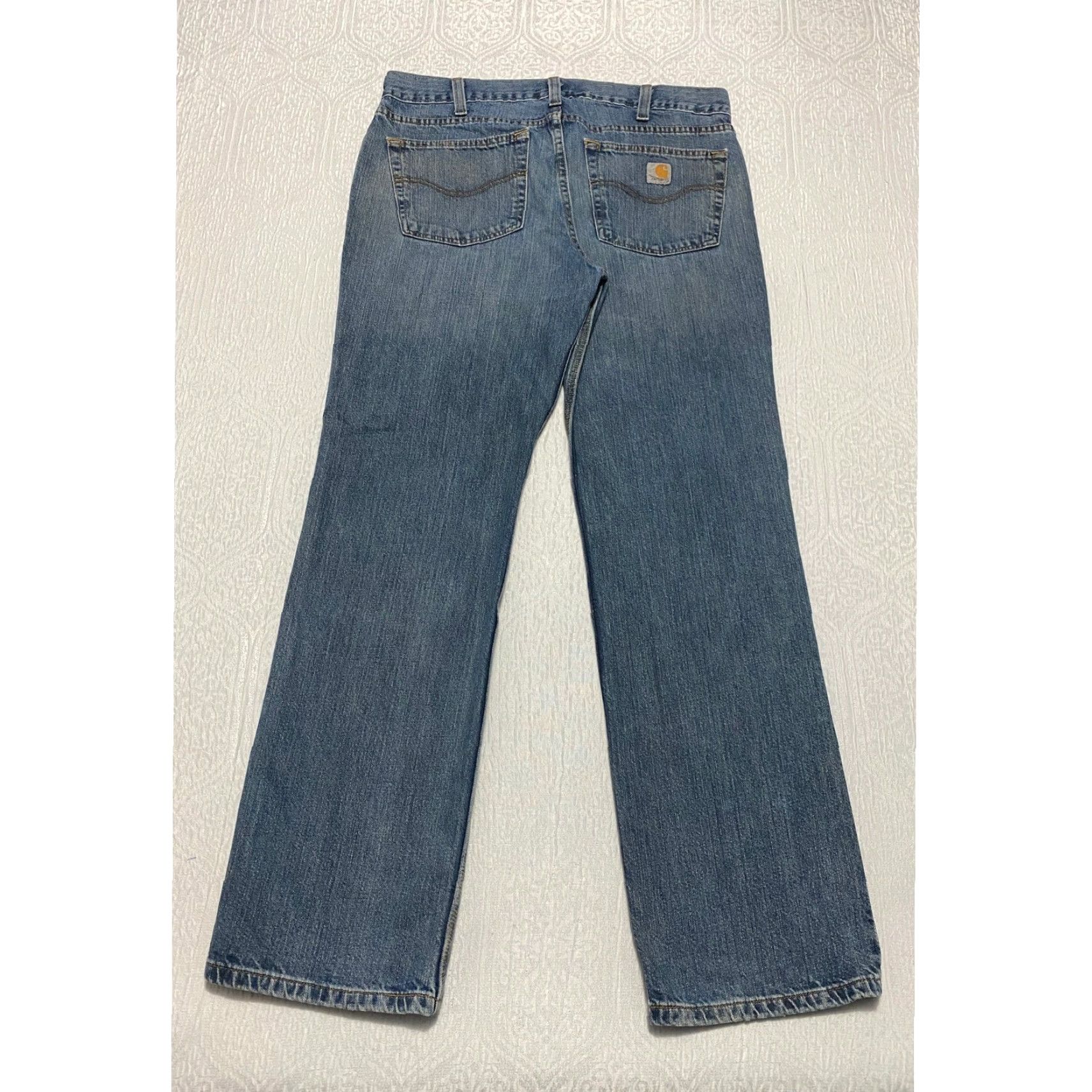 Carhartt Carhartt Jeans Men 36x34 Relaxed Straight Denim Blue Cotton Workwear 5-Pocket Zipper Button Logo Distressed Nicaraguan Spring Summer Fall Winter Mens Size US 36 / EU 52 - 7 Thumbnail