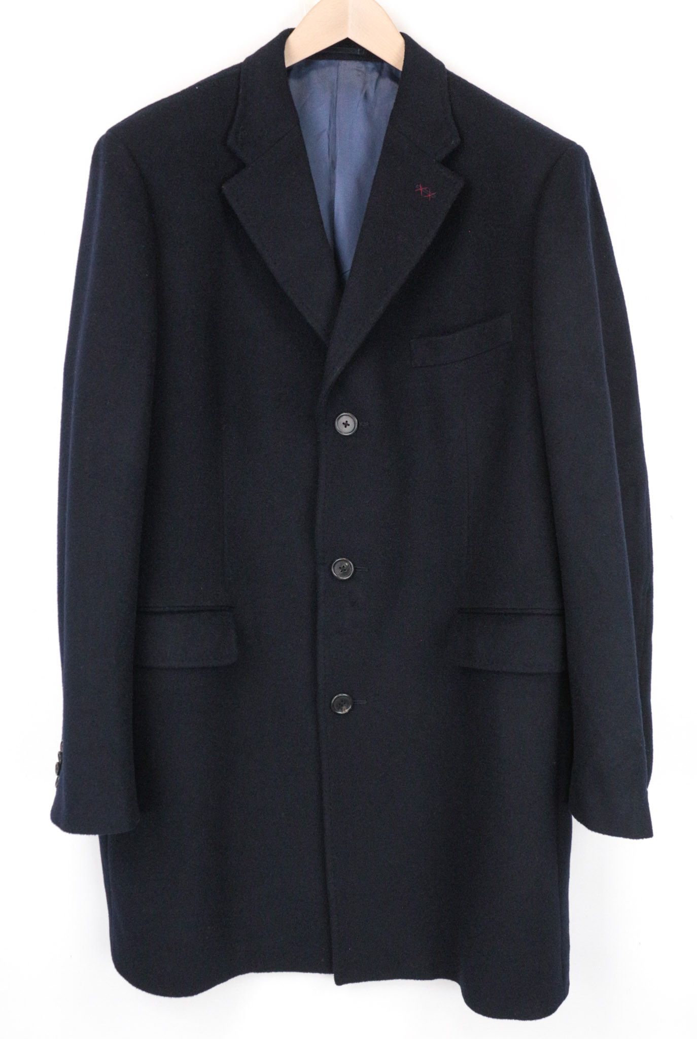 image of Suitsupply Uk52 Navy Blue Woolnotch Lapel Coat 68578, Men's (Size 2XL)