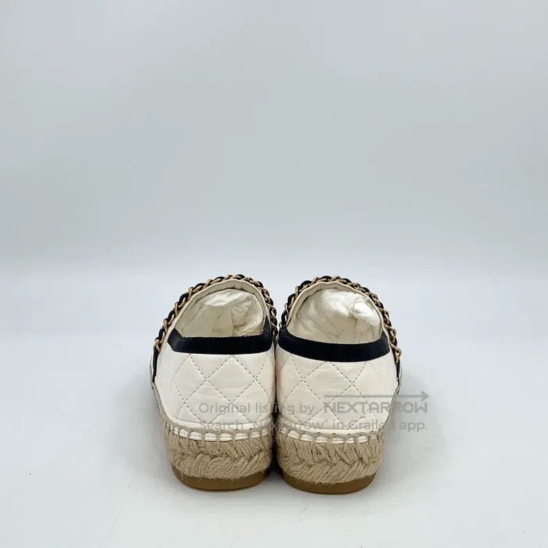 Chanel Chanel White round toe diamond check casual flat woven fis Size US 5.5 / IT 35.5 - 4 Thumbnail