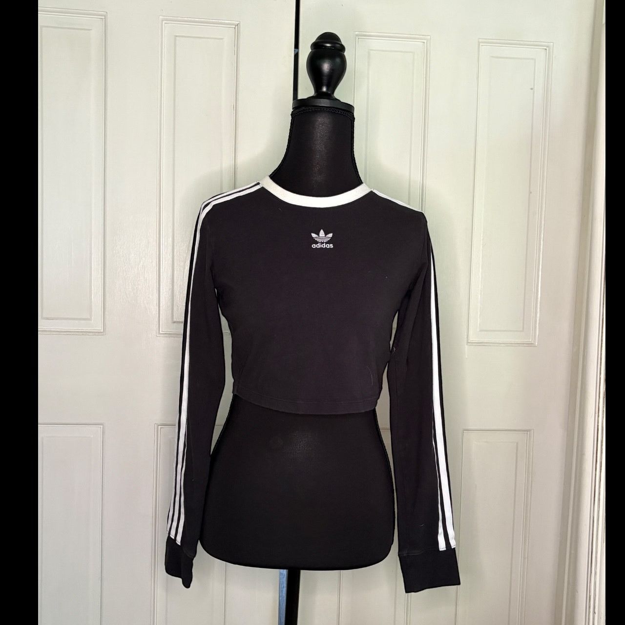 Adidas Adidas Black and White Striped Cropped Top Size S / US 4 / IT 40 - 2 Thumbnail