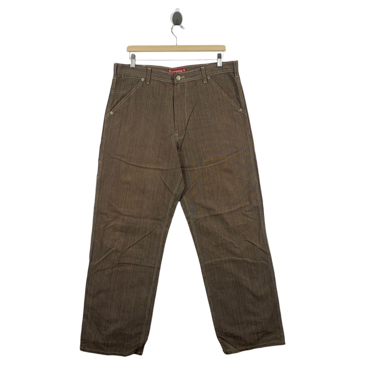 Supreme × Vintage Vintage SUPREME brown strip workpants USA made Size US 36 / EU 52 - 1 Thumbnail