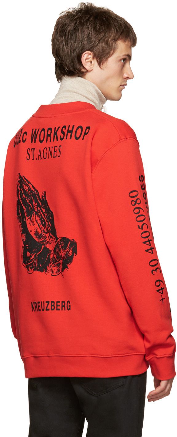 032c 032c Red Religious Services Crewneck Sweater Size US L / EU 52-54 / 3 - 5 Thumbnail
