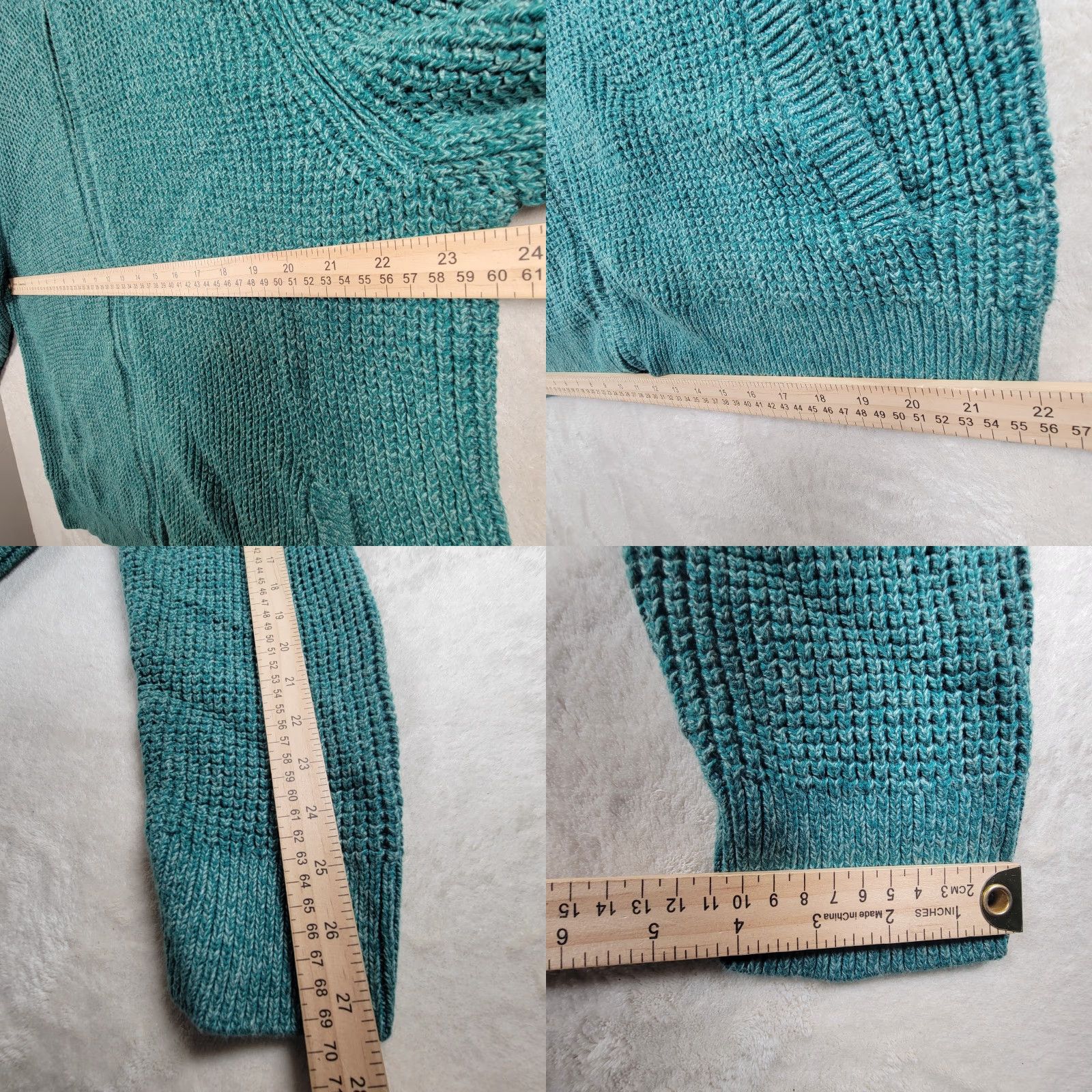 Vintage LL Bean Sweater Mens Large Waffle Knit Full Zip Green Pockets Heavyweight Casual Size US XL / EU 56 / 4 - 8 Thumbnail