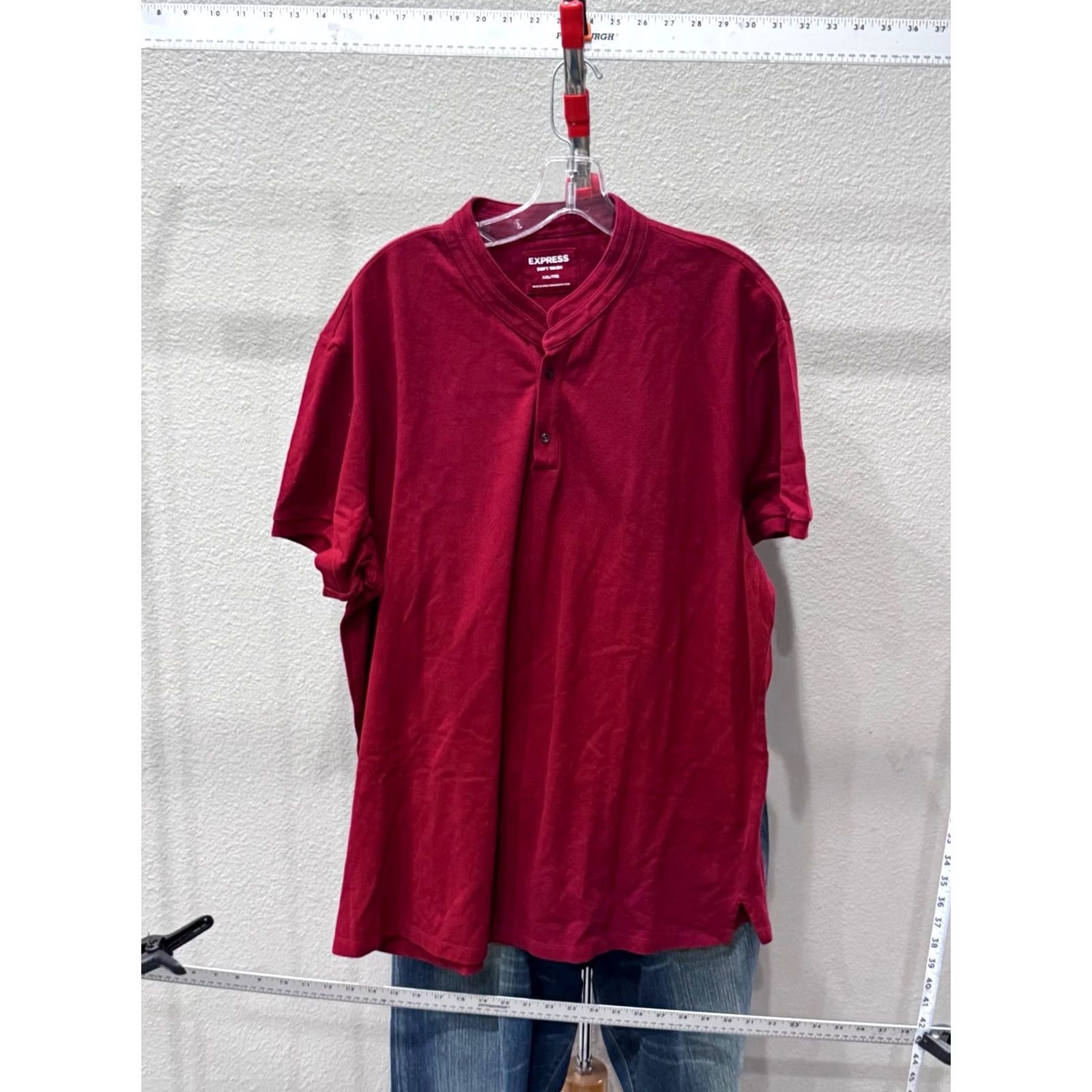 Express Express POLO SHIRT Red Maroon Soft Washed Adult XXL Mens Size US XXL / EU 58 / 5 - 3 Thumbnail
